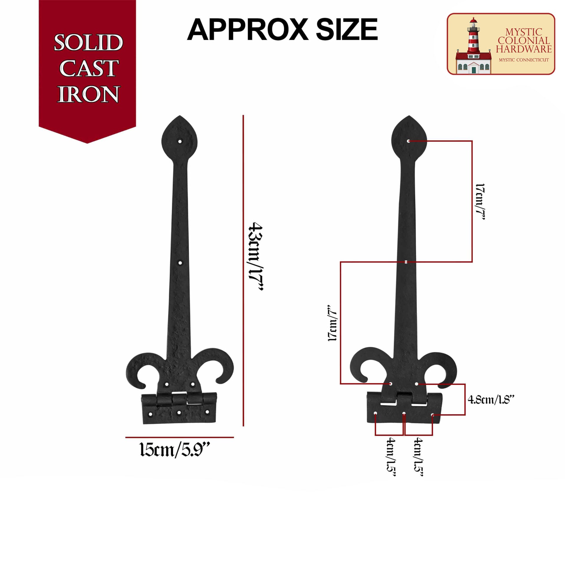 Imagen única de: Bisagra de Correa de Alta Resistencia para Puertas y Portones Decorativa Grande de 17