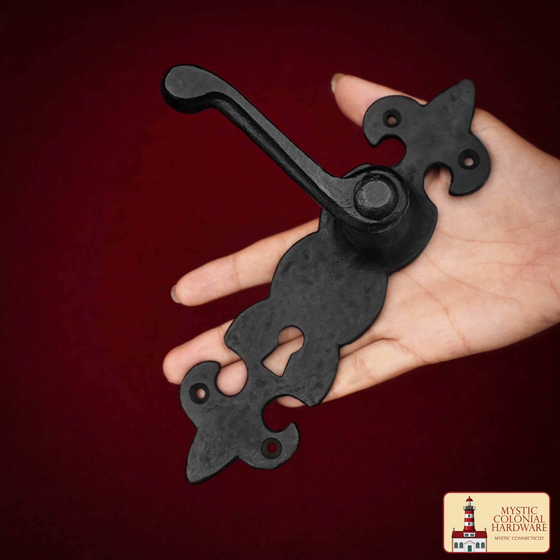 Imagen única de: Black Hardware Hierro Grande Juego de Entrada Completo con Juego de Puerta de Palanca Portofino: Tamaño: 7.5" X 2"