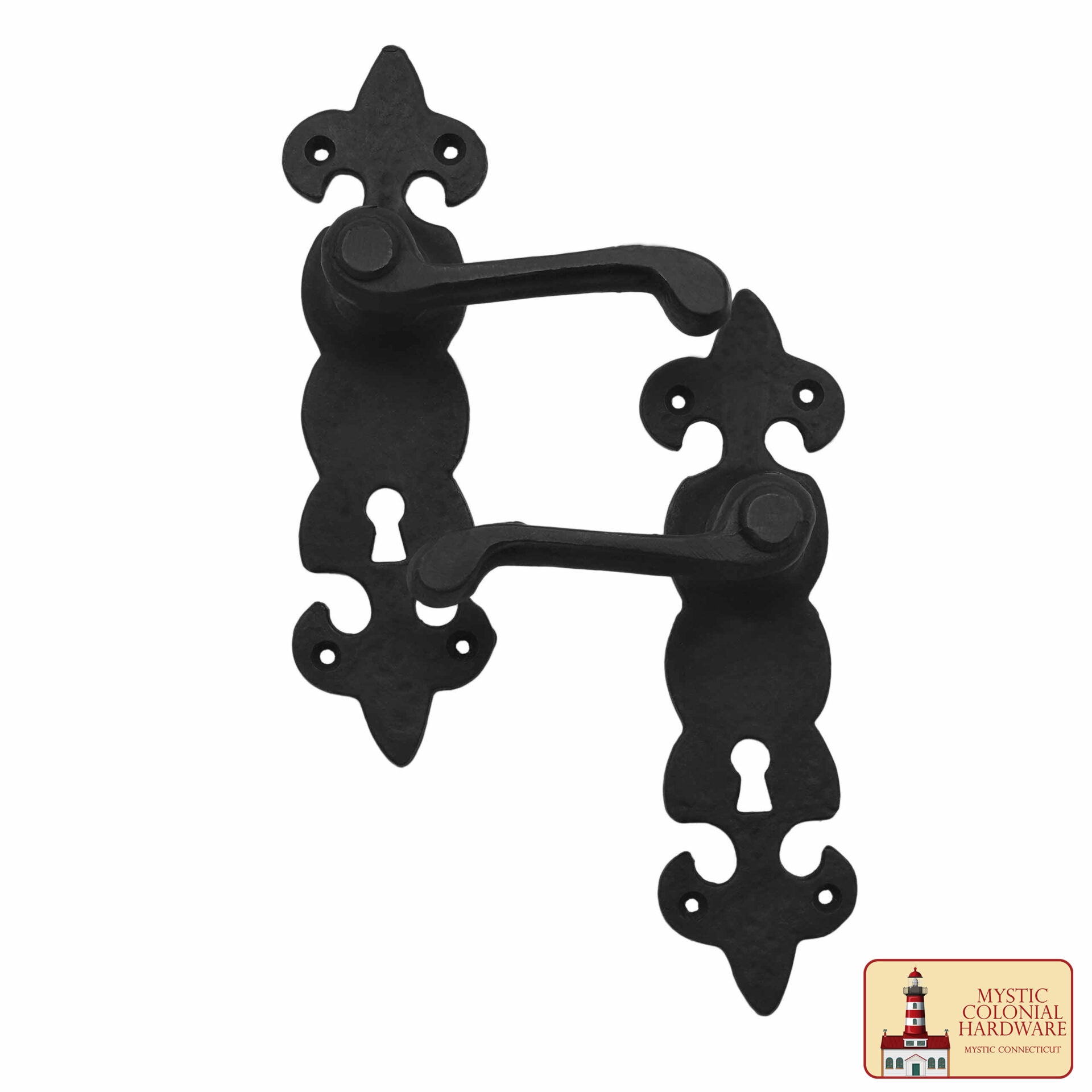 Imagen única de: Black Hardware Hierro Grande Juego de Entrada Completo con Juego de Puerta de Palanca Portofino: Tamaño: 7.5" X 2"