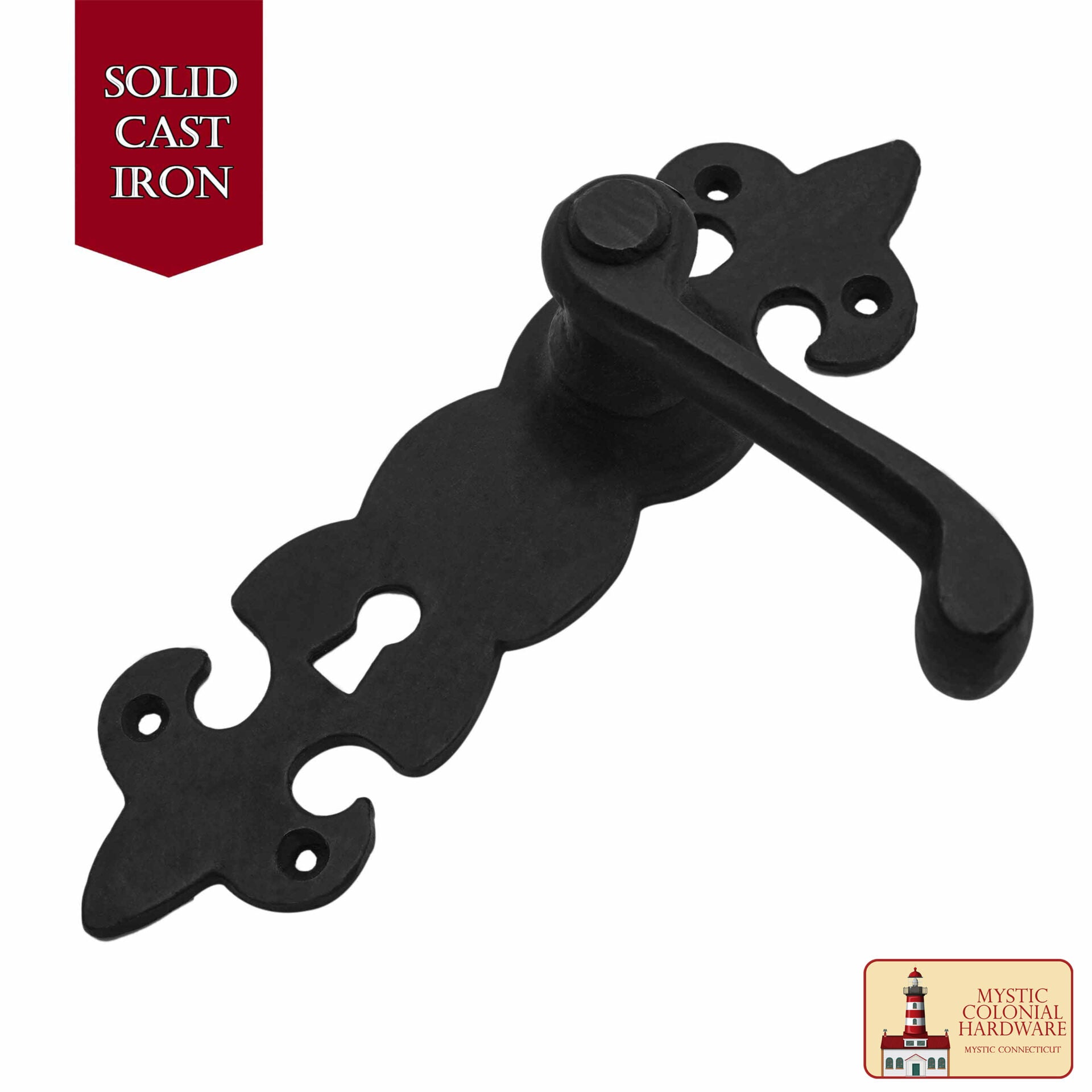 Imagen única de: Black Hardware Hierro Grande Juego de Entrada Completo con Juego de Puerta de Palanca Portofino: Tamaño: 7.5" X 2"