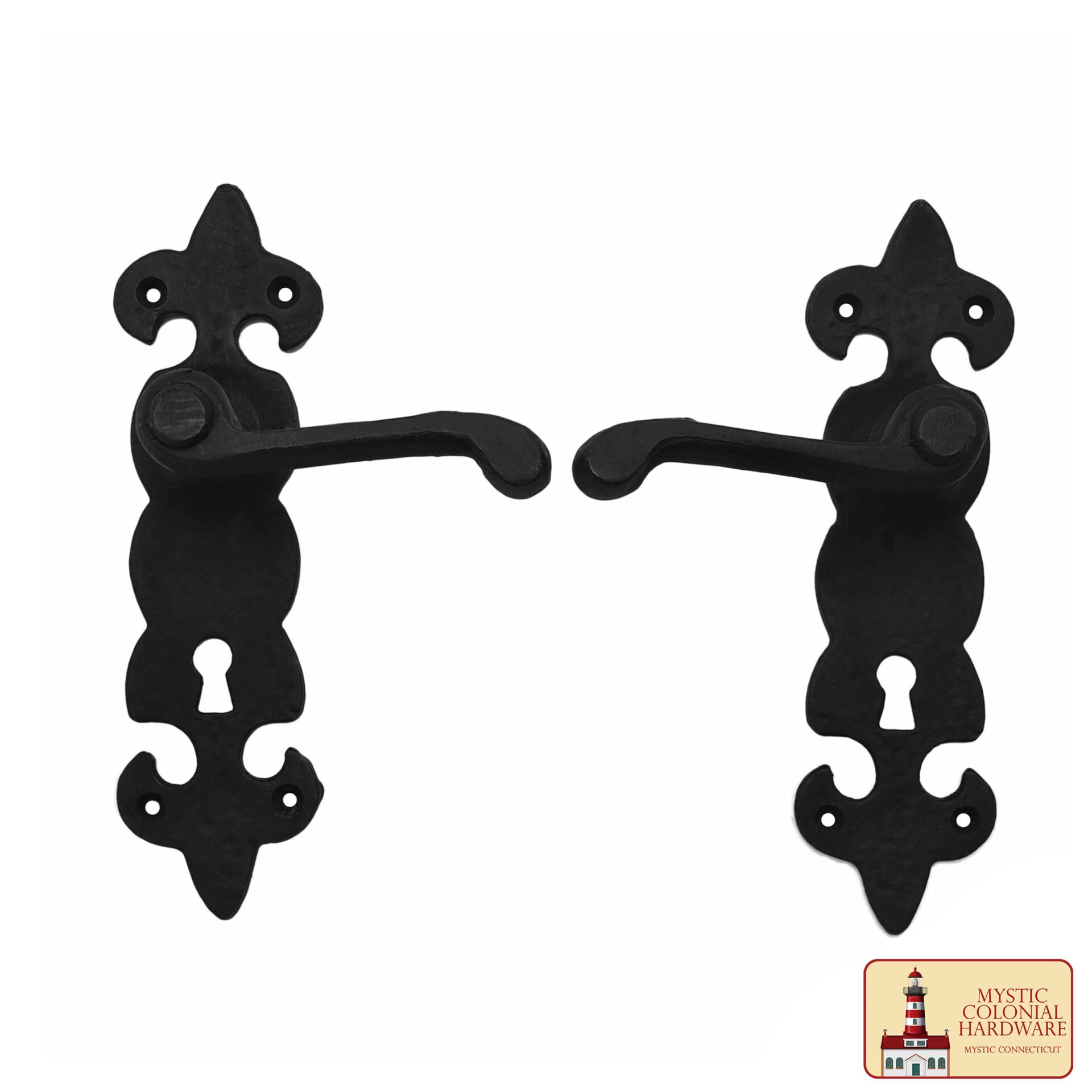 Imagen única de: Black Hardware Hierro Grande Juego de Entrada Completo con Juego de Puerta de Palanca Portofino: Tamaño: 7.5" X 2"