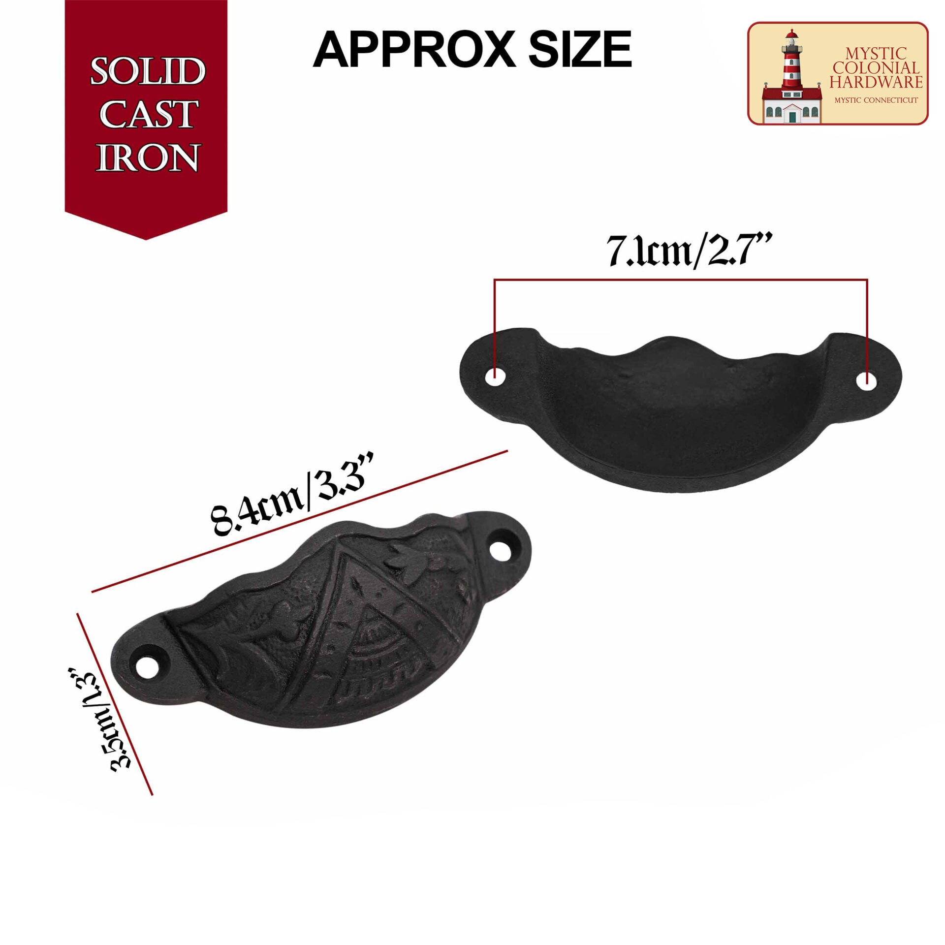 Imagen única de: Tirador de Hierro Fundido Rústico para Cajones, Ideal para Ambientes Victorianos, Coloniales, Retro, Steampunk, Góticos, Barrocos y Medievales, (8.4x3.5) Cm