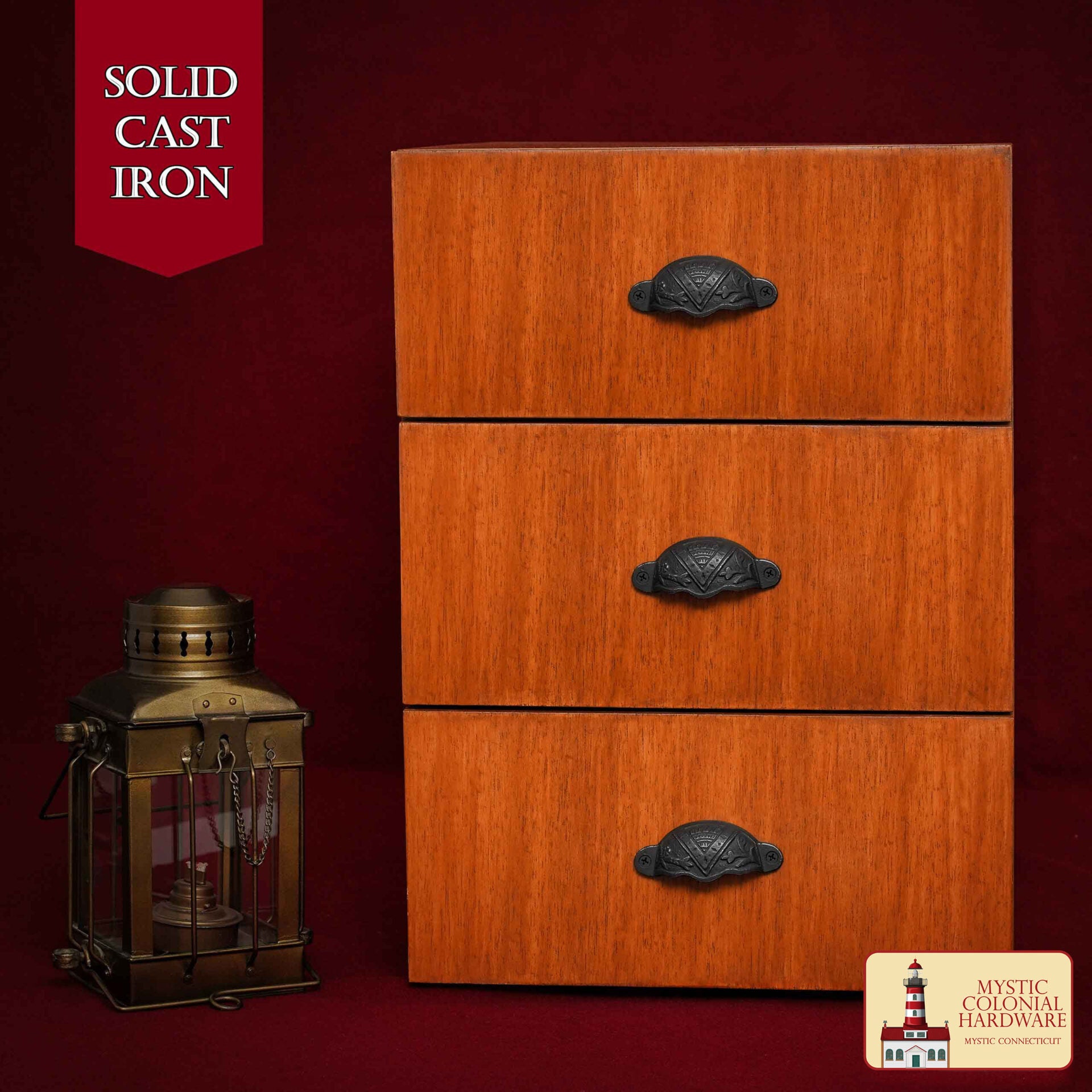 Imagen única de: Tirador de Hierro Fundido Rústico para Cajones, Ideal para Ambientes Victorianos, Coloniales, Retro, Steampunk, Góticos, Barrocos y Medievales, (8.4x3.5) Cm