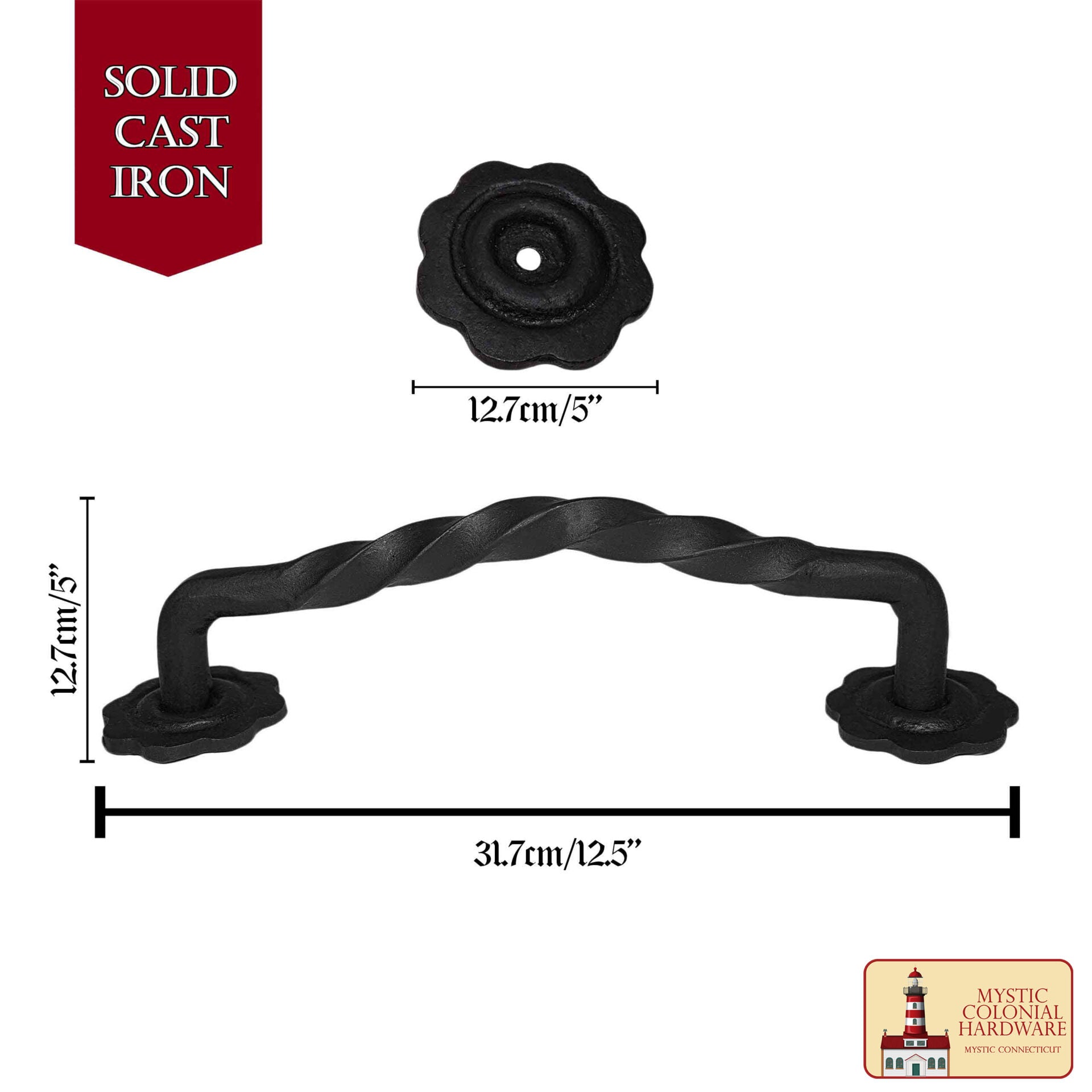 Imagen única de: Negro de Hierro Fundido Tirón Manijas 12 "puerta del Gabinete Manijas, Puerta Manija Tire, Barn Door Hardware, Grab Manijas