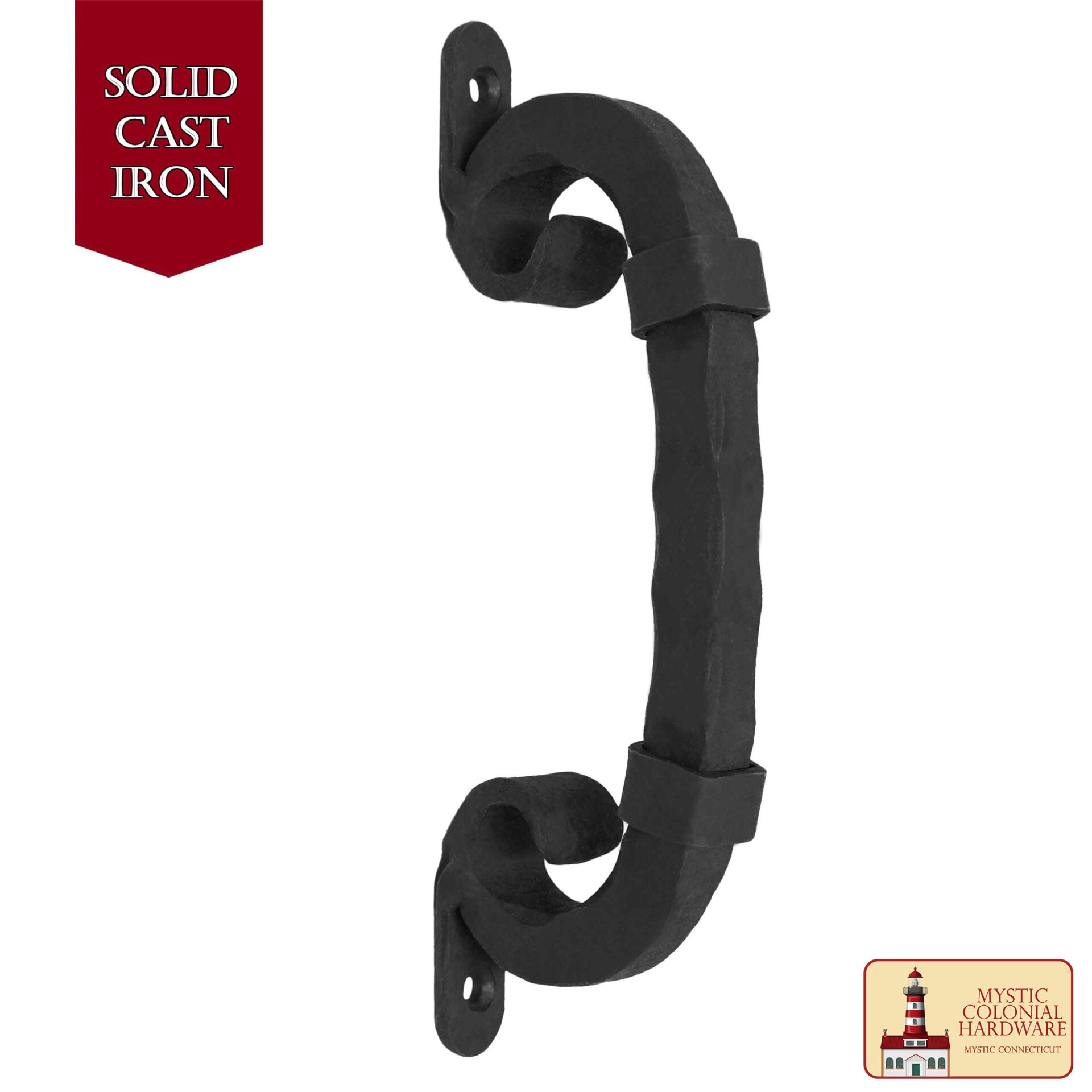 Imagen única de: Tirador de Puerta de Castillo Medieval, Hierro Macizo Forjado a Mano Ennegrecido Al Aceite, 16,2 Cm