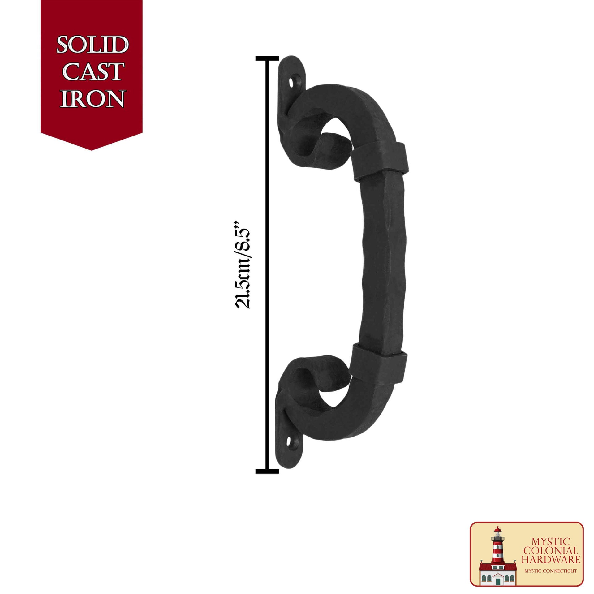 Imagen única de: Tirador de Puerta de Castillo Medieval, Hierro Macizo Forjado a Mano Ennegrecido Al Aceite, 16,2 Cm