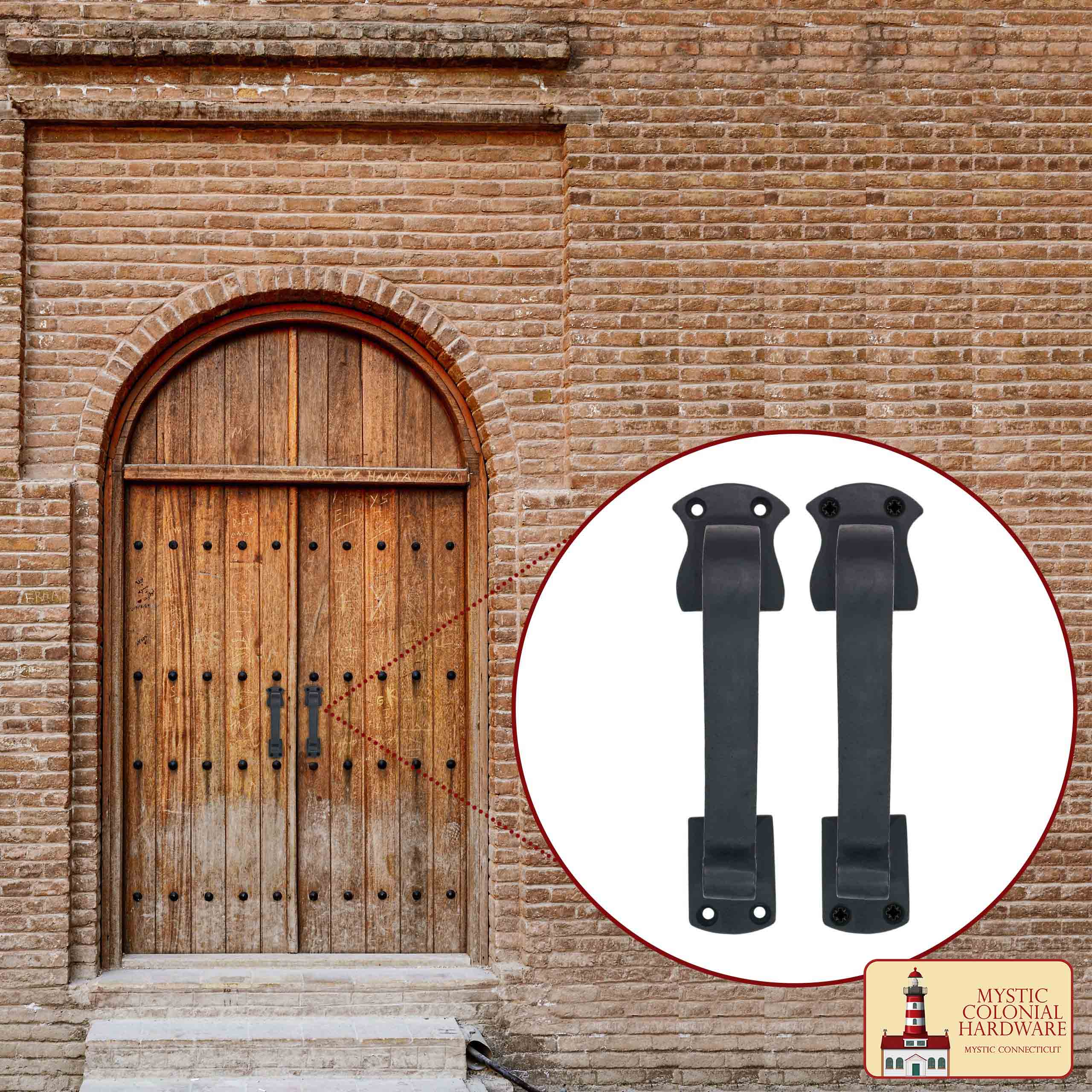 Imagen única de: Juego de 2 Tiradores de Puerta de Hierro Fundido: Ideal para Puerta, Puerta de Cobertizo, Ventana, Cerca, Garaje, (16.5x3.8) Cm