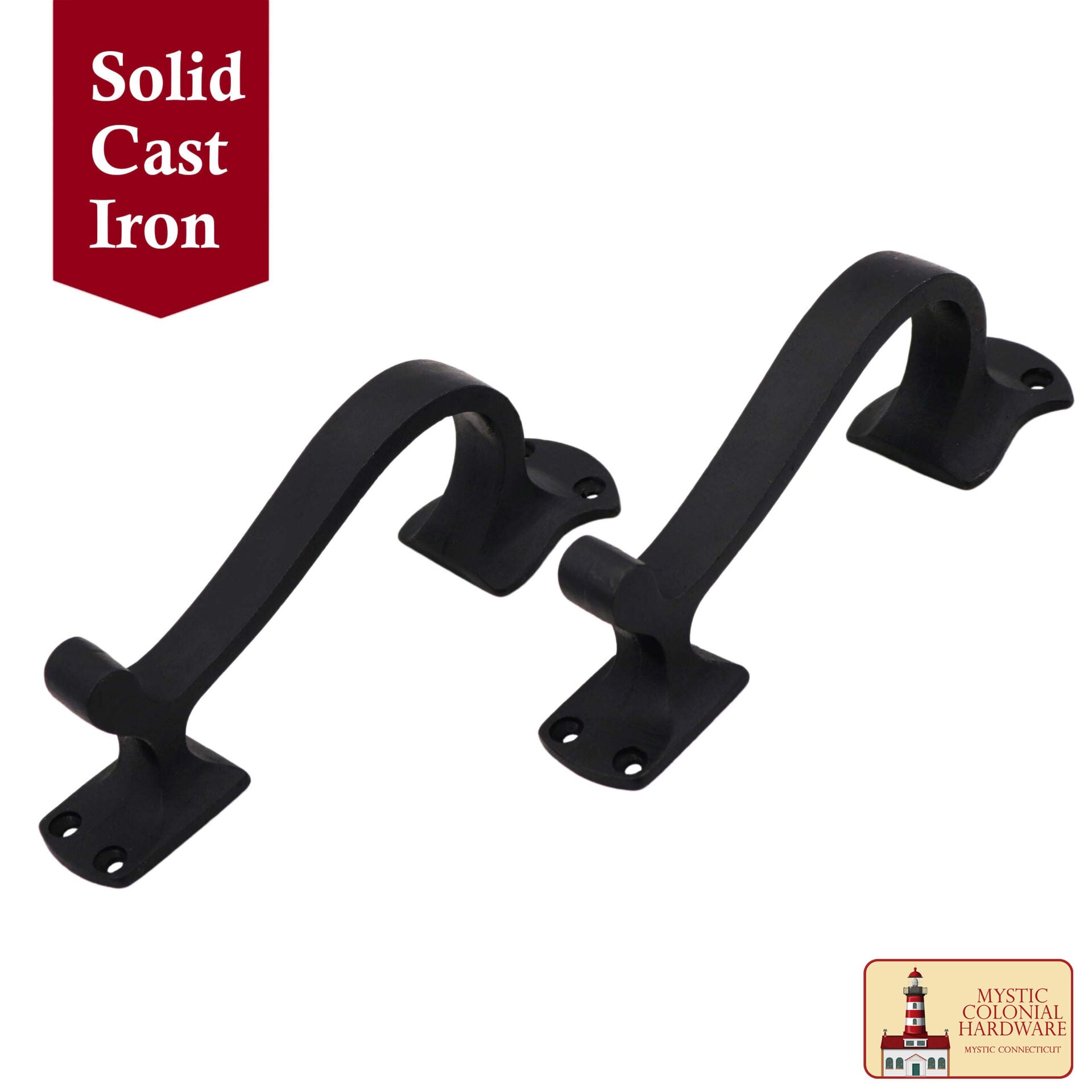 Imagen única de: Juego de 2 Tiradores de Puerta de Hierro Fundido: Ideal para Puerta, Puerta de Cobertizo, Ventana, Cerca, Garaje, (16.5x3.8) Cm