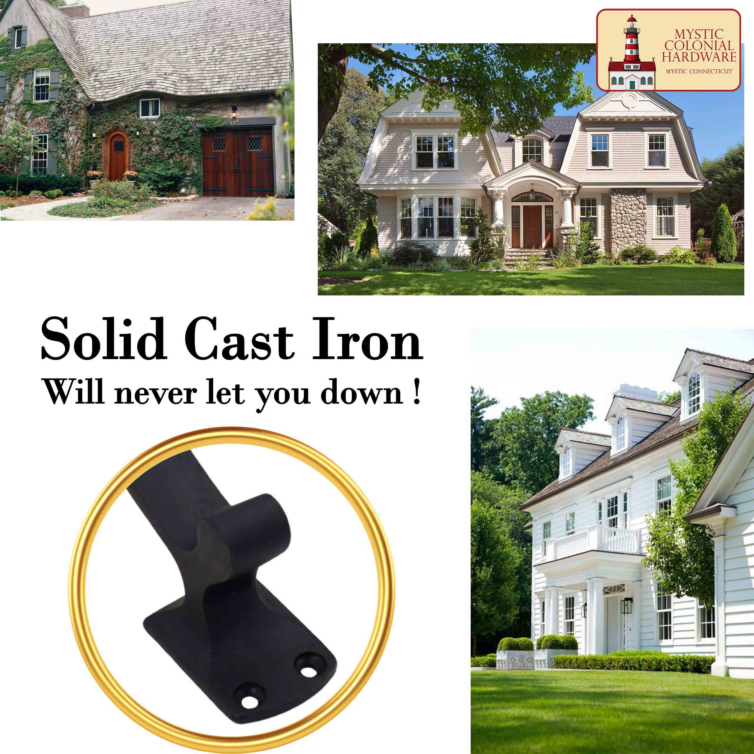 Imagen única de: Juego de 2 Tiradores de Puerta de Hierro Fundido: Ideal para Puerta, Puerta de Cobertizo, Ventana, Cerca, Garaje, (16.5x3.8) Cm