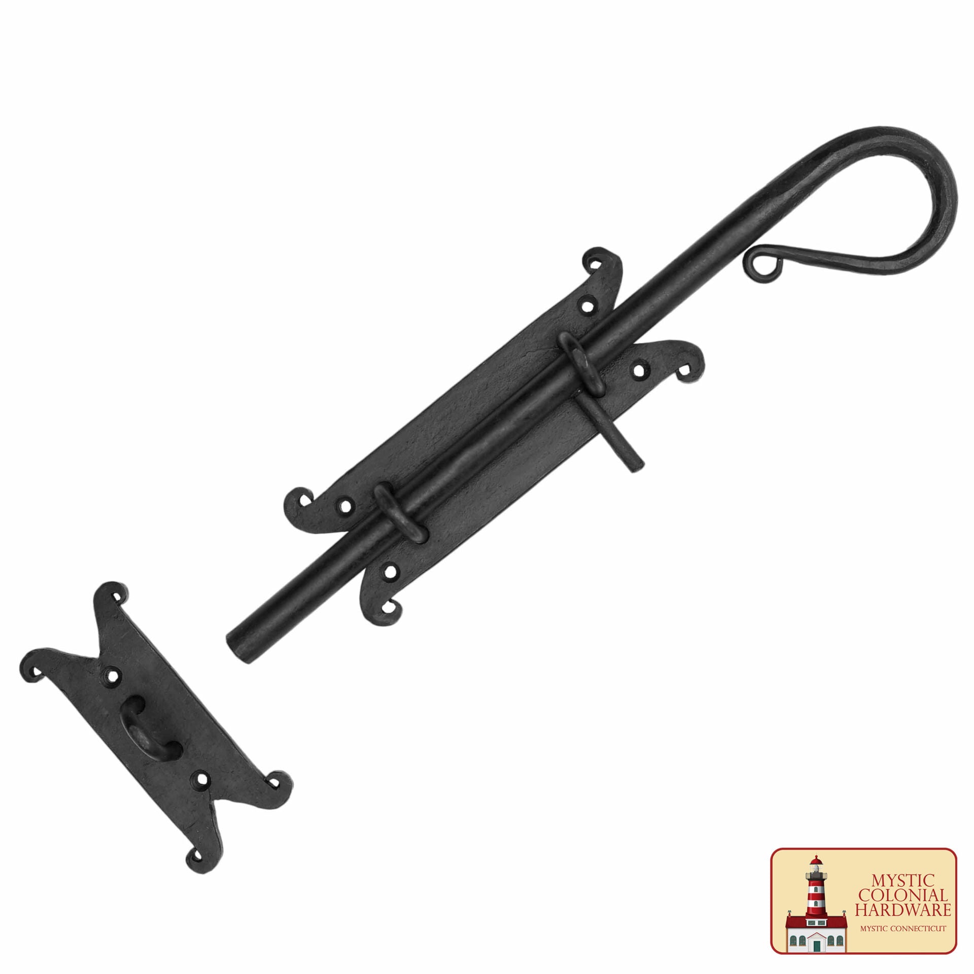 Imagen única de: Pestillo Corredizo de Hierro Fundido Negro - Pestillo Rústico para Puertas, Puertas de Granero, Cobertizos y Armarios - Cerradura Primitiva para Puerta de Hierro Negro de Mystic Colonial Hardware