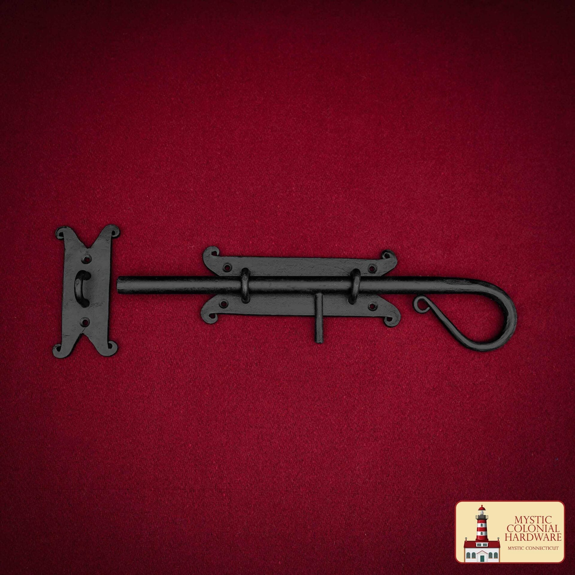 Imagen única de: Pestillo Corredizo de Hierro Fundido Negro - Pestillo Rústico para Puertas, Puertas de Granero, Cobertizos y Armarios - Cerradura Primitiva para Puerta de Hierro Negro de Mystic Colonial Hardware