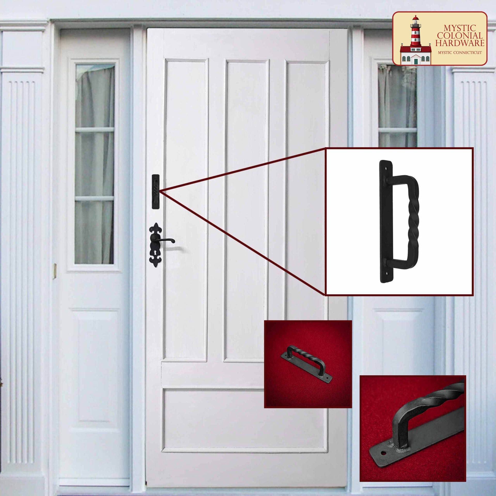 Imagen única de: Tirador de Puerta de Castillo Medieval, Hierro Macizo Forjado a Mano Ennegrecido Al Aceite, 16,2 Cm