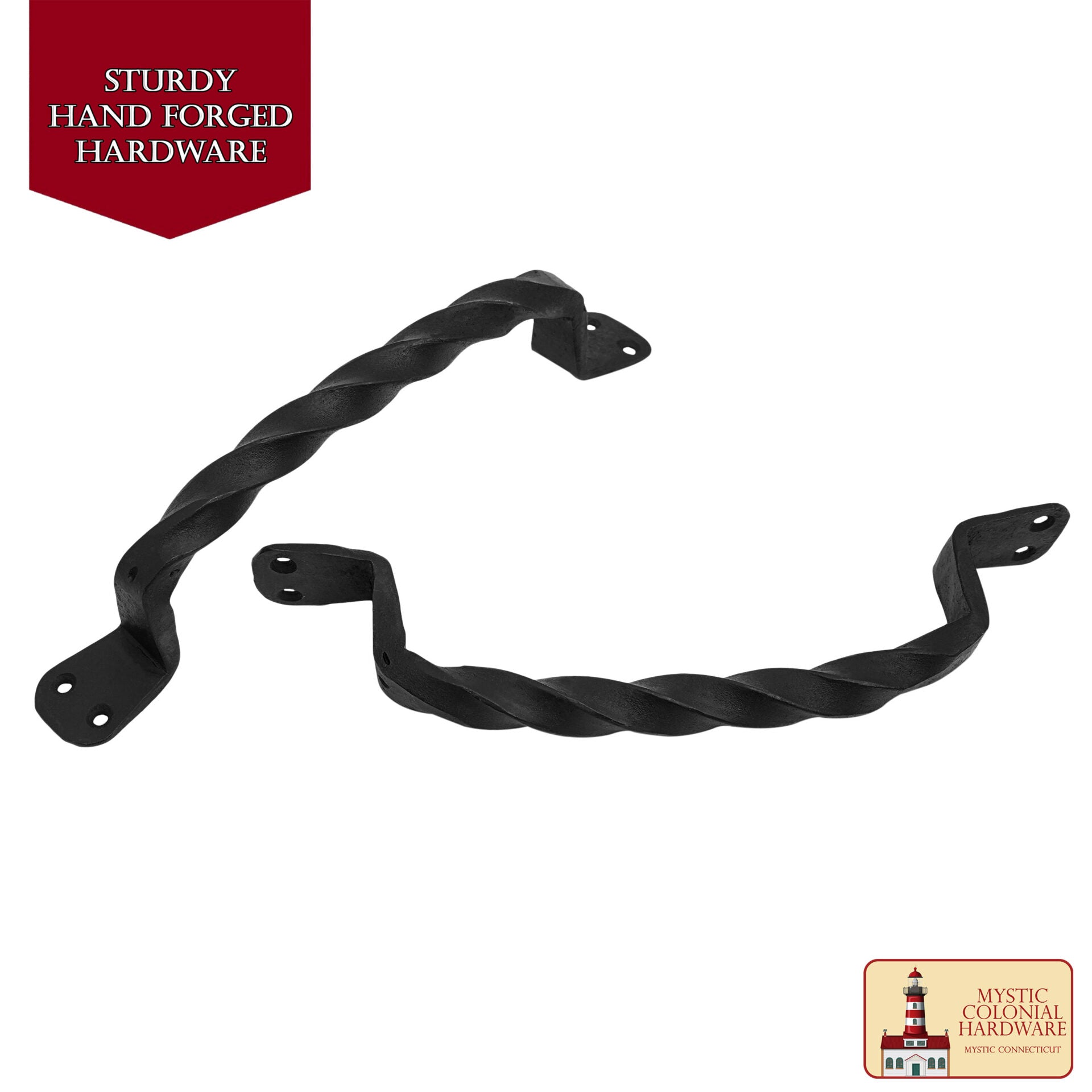 Imagen única de: Juego de 2 Tiradores de Puerta de Hierro Forjado a Mano: Ideal para Puerta, Puerta de Cobertizo, Ventana, Cerca, Garaje, 23cm