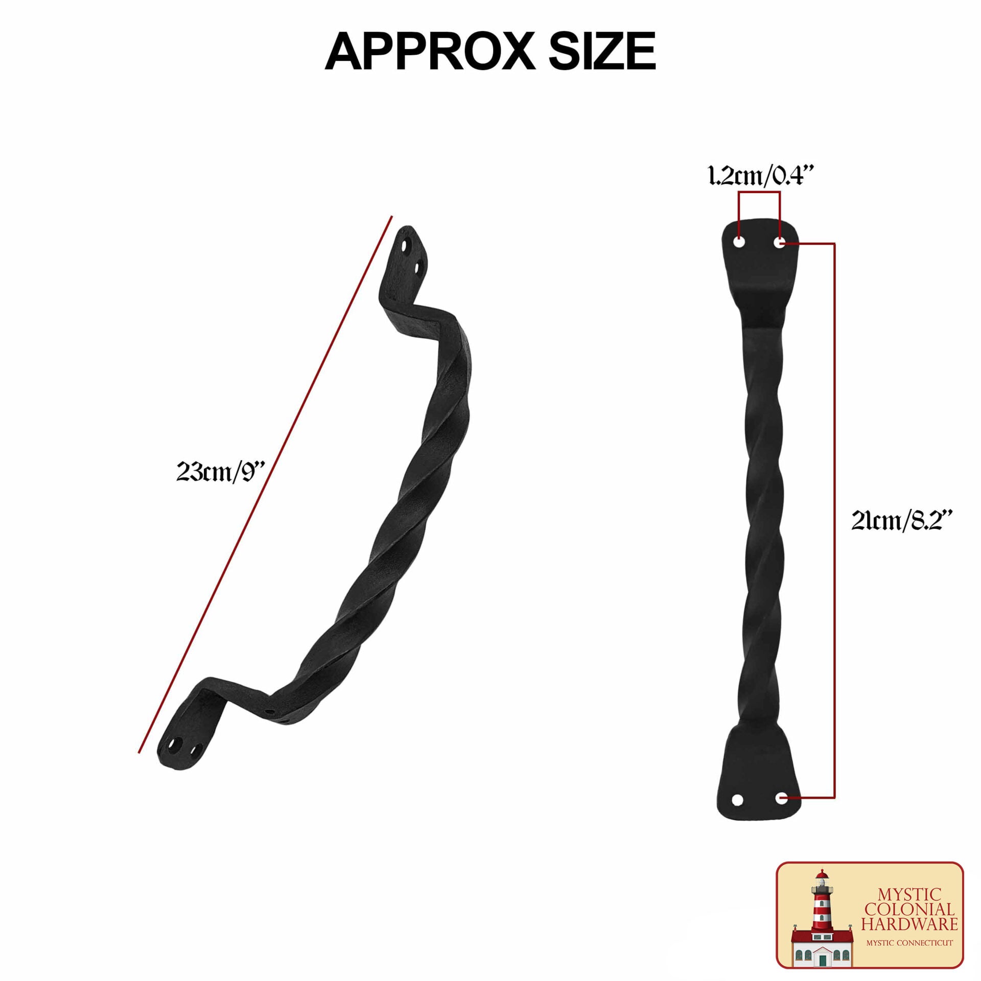 Imagen única de: Rústico Retorcido Manija de la Puerta de Hierro Forjado a Mano Tirones de la Puerta: Ideal para la Puerta, Puerta del Cobertizo, Ventana, Cerca, Garaje, 23cm