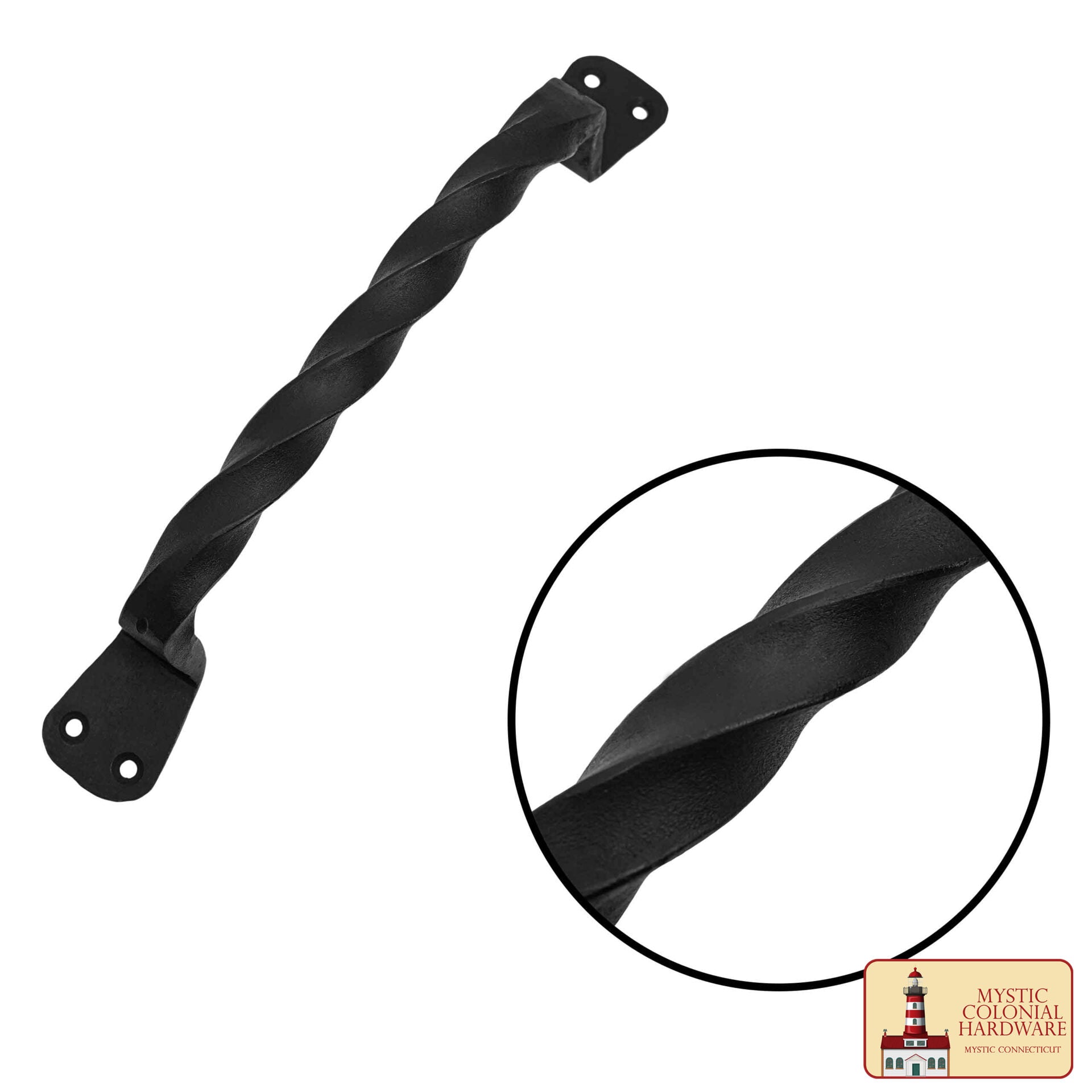 Imagen única de: Juego de 2 Tiradores de Puerta de Hierro Forjado a Mano: Ideal para Puerta, Puerta de Cobertizo, Ventana, Cerca, Garaje, 23cm