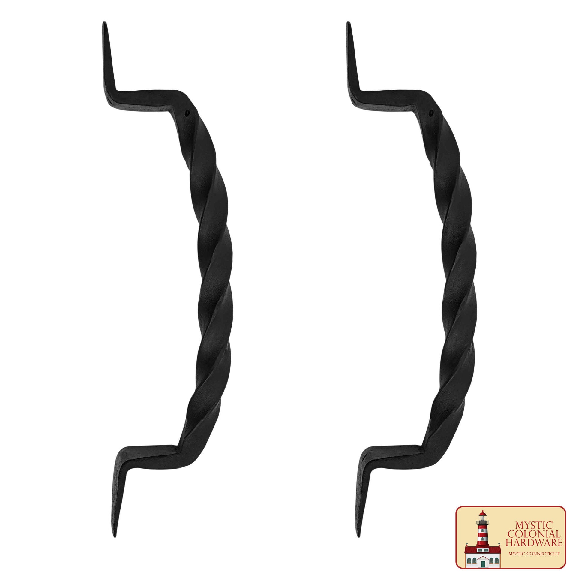 Imagen única de: Juego de 2 Tiradores de Puerta de Hierro Forjado a Mano: Ideal para Puerta, Puerta de Cobertizo, Ventana, Cerca, Garaje, 23cm