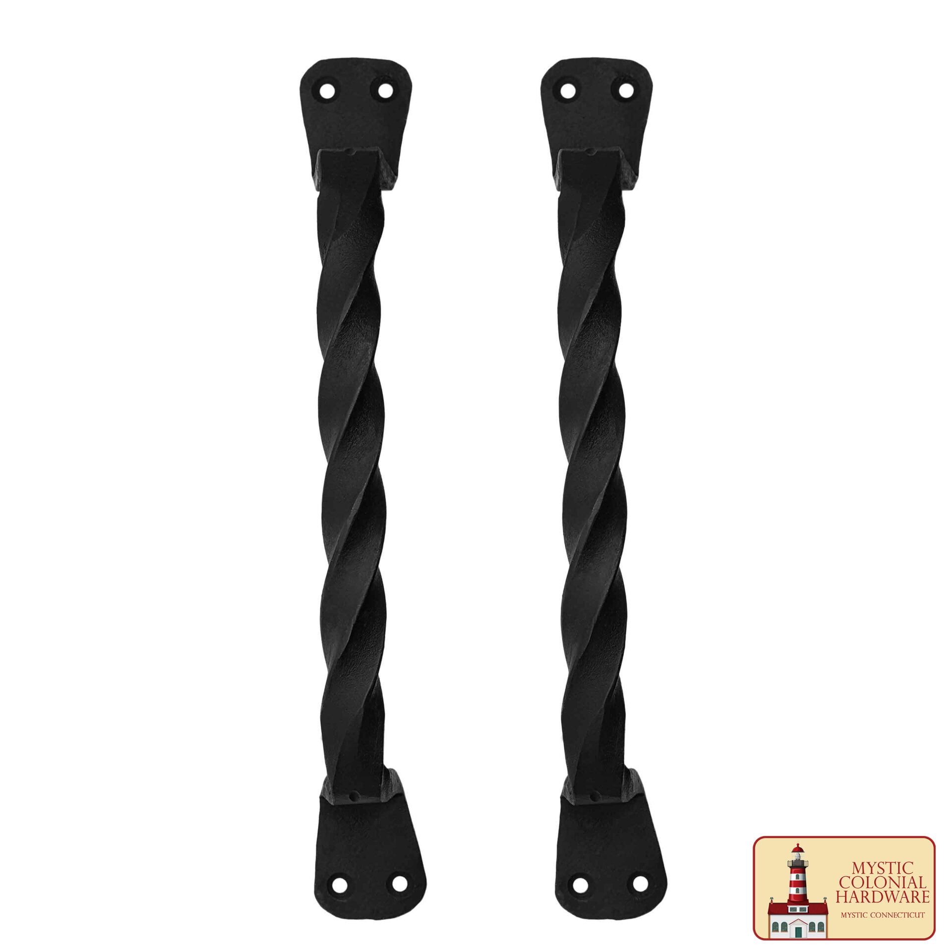 Imagen única de: Juego de 2 Tiradores de Puerta de Hierro Forjado a Mano: Ideal para Puerta, Puerta de Cobertizo, Ventana, Cerca, Garaje, 23cm