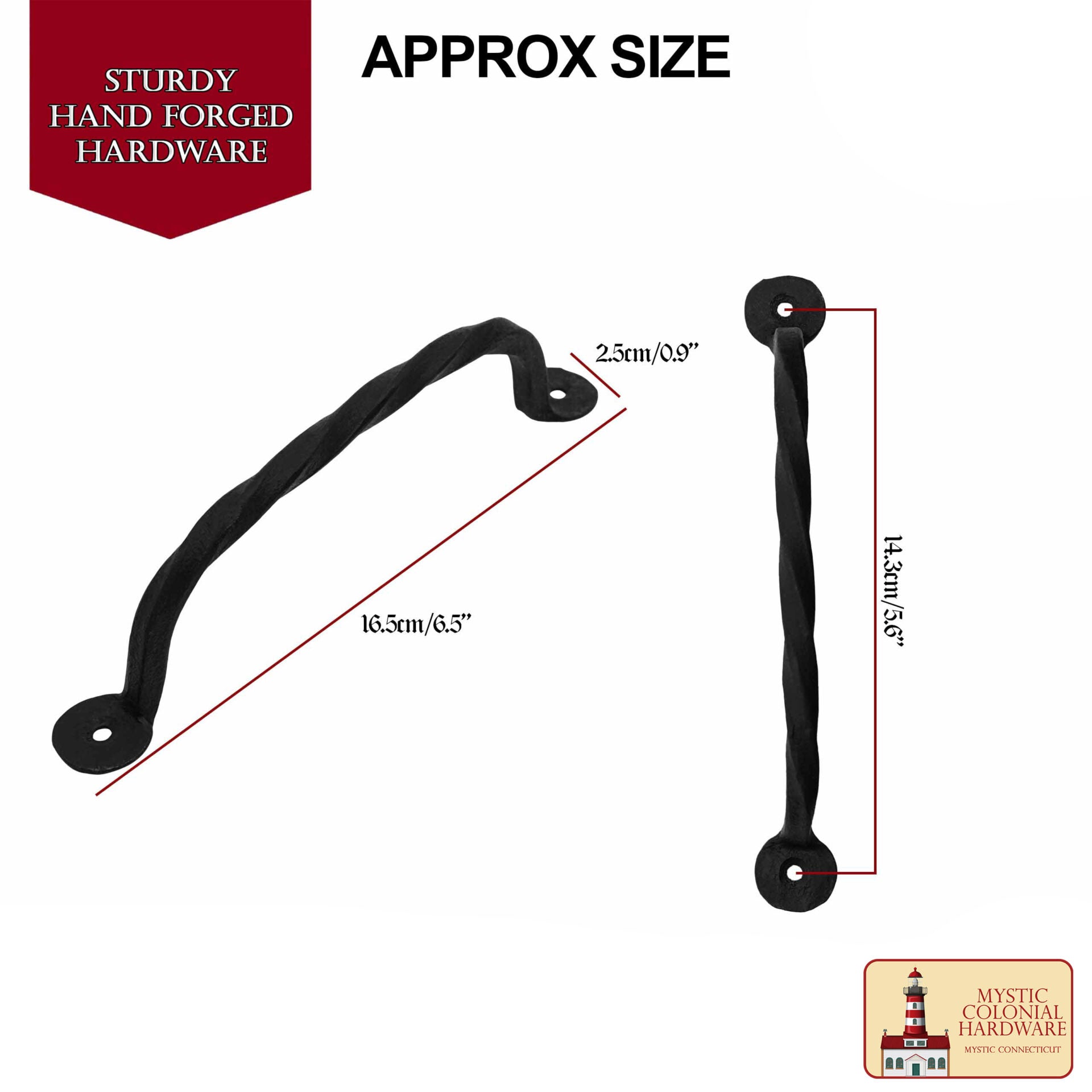 Imagen única de: Juego de 2 Tiradores de Puerta Rústicos Forjados a Mano: Ideal para Ambientes Victorianos, Coloniales, Retro, Steampunk, Góticos, Barrocos y Medievales, 16,5 Cm