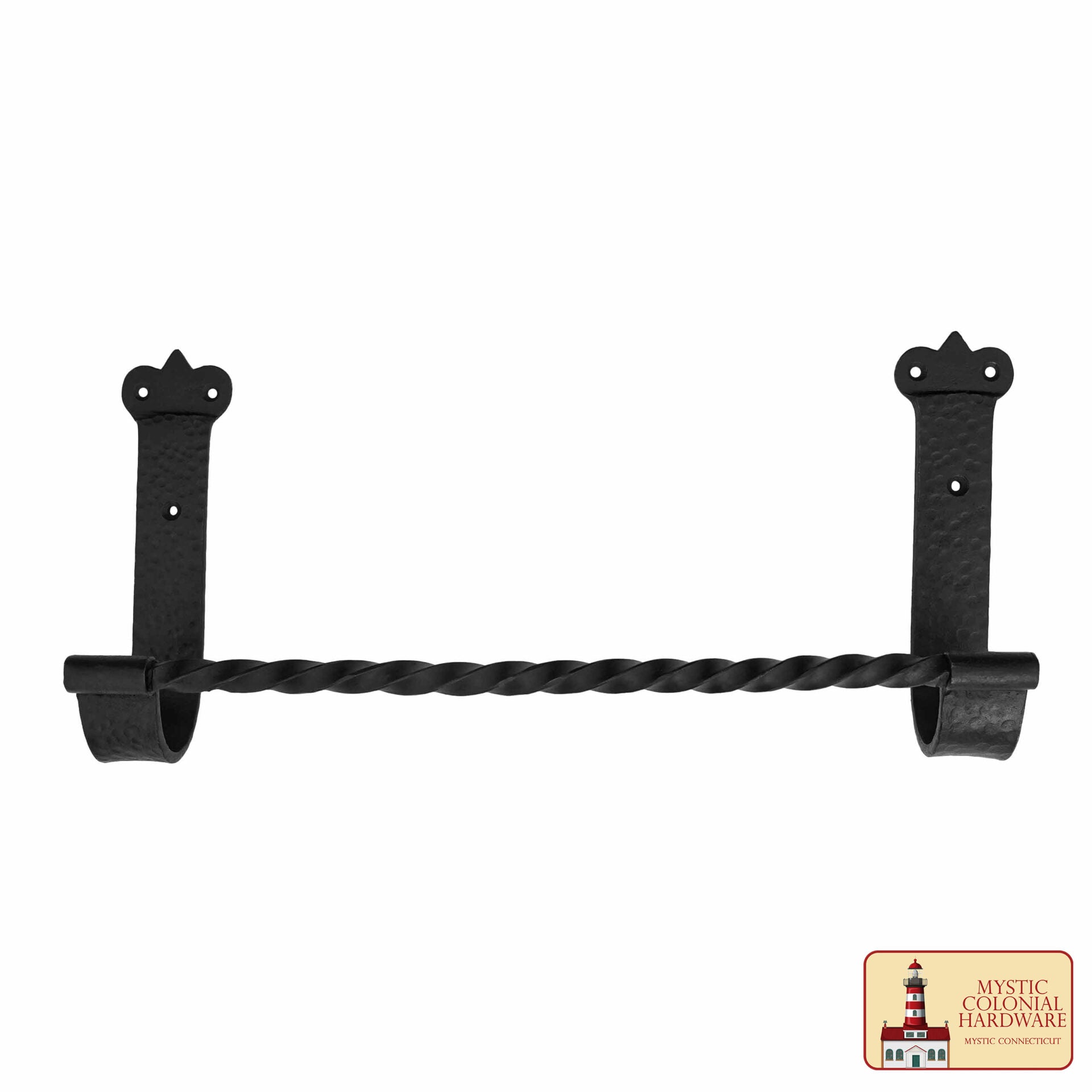Imagen única de: Mystic Colonial Hardware Rustic Twist Iron Bar - Toallero de Baño Negro Forjado a Mano con Soportes de Montaje Martillados