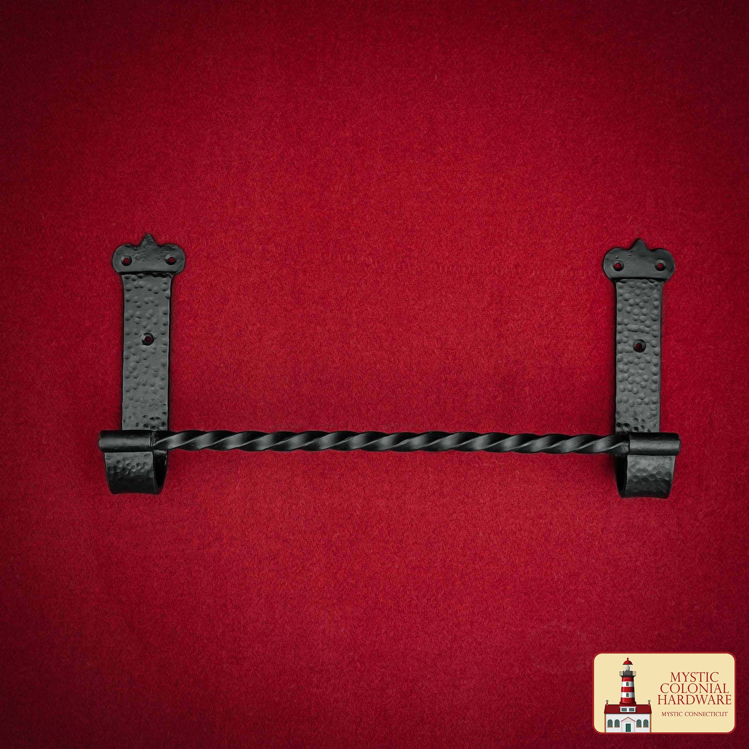 Imagen única de: Mystic Colonial Hardware Rustic Twist Iron Bar - Toallero de Baño Negro Forjado a Mano con Soportes de Montaje Martillados