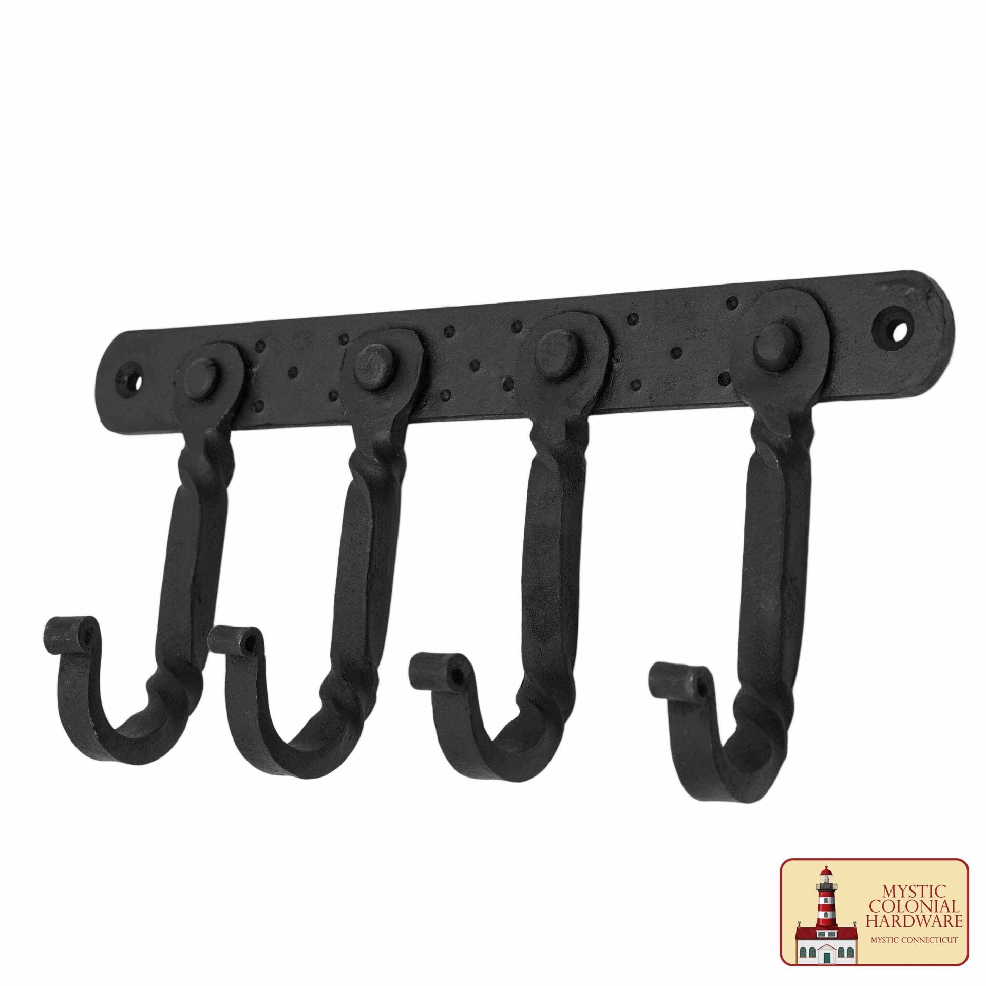 Imagen única de: Mystic Colonial Hardware Rústico de Hierro Fundido Ganchos de Pared - Pesado Aceite Ennegrecido Utilidad Estante para Abrigos, Bolsos, Toallas, Batas y Sombreros