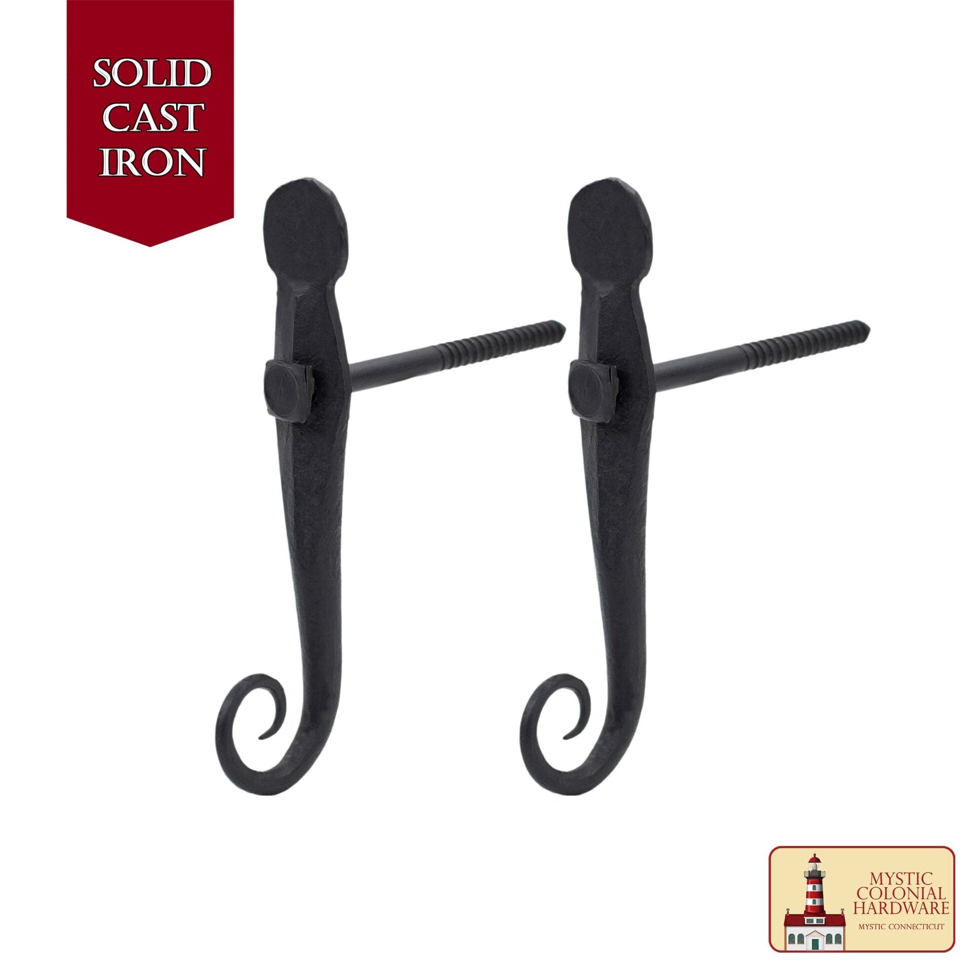 Imagen única de: Persiana Negra Perro Cola de Rata Hierro Forjado a Mano Acabado Ennegrecido Al Aceite en Pareja