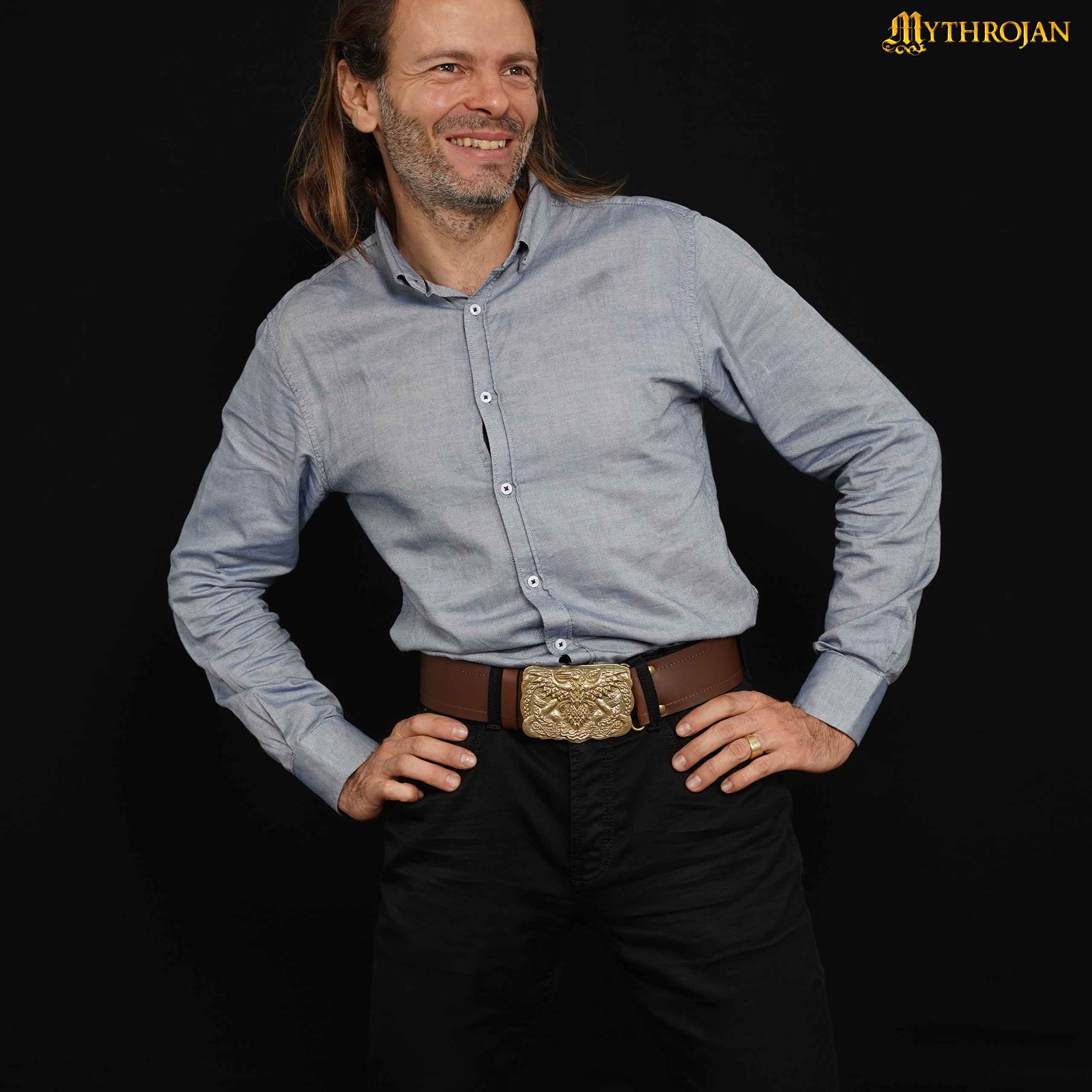 Imagen única de: Mythrojan Viking Celtic Raven Belt Buckle - Solid Brass- Medieval, Sca, Renaissance Faire, Viking Larp Accessory