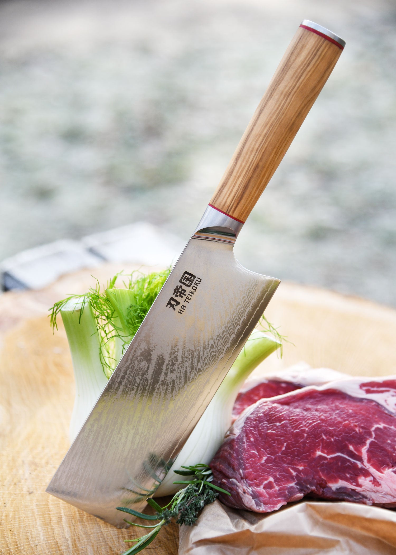 Imagen única de: Cuchillo De Carnicero, Acero De Damasco