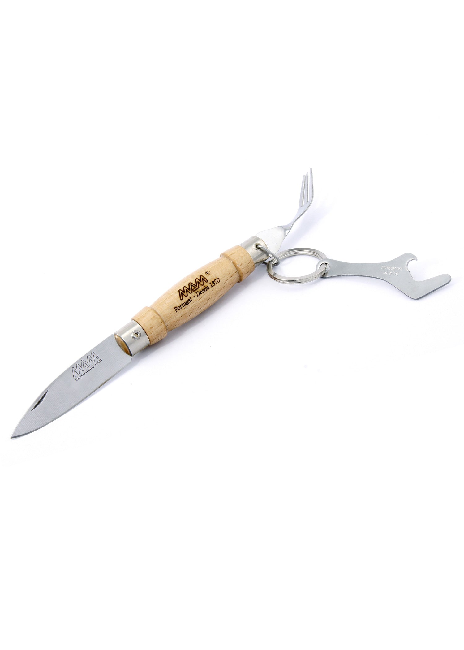 Imagen única de: Navaja De Bolsillo Con Tenedor Y Abridor De Botellas.