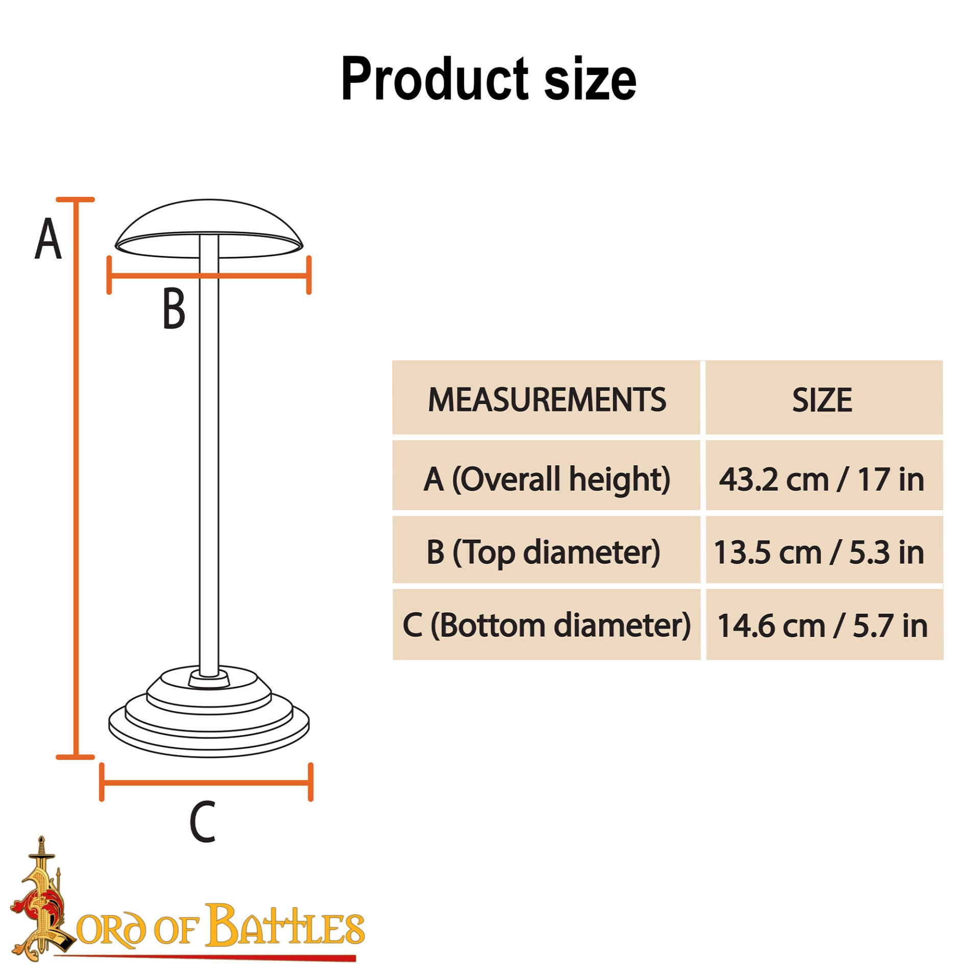 Imagen única de: Soporte para Casco de Hierro - 17 Pulgadas Acabado en Negro | Expositor Resistente para Cascos Medievales, Vikingos y de Fantasía