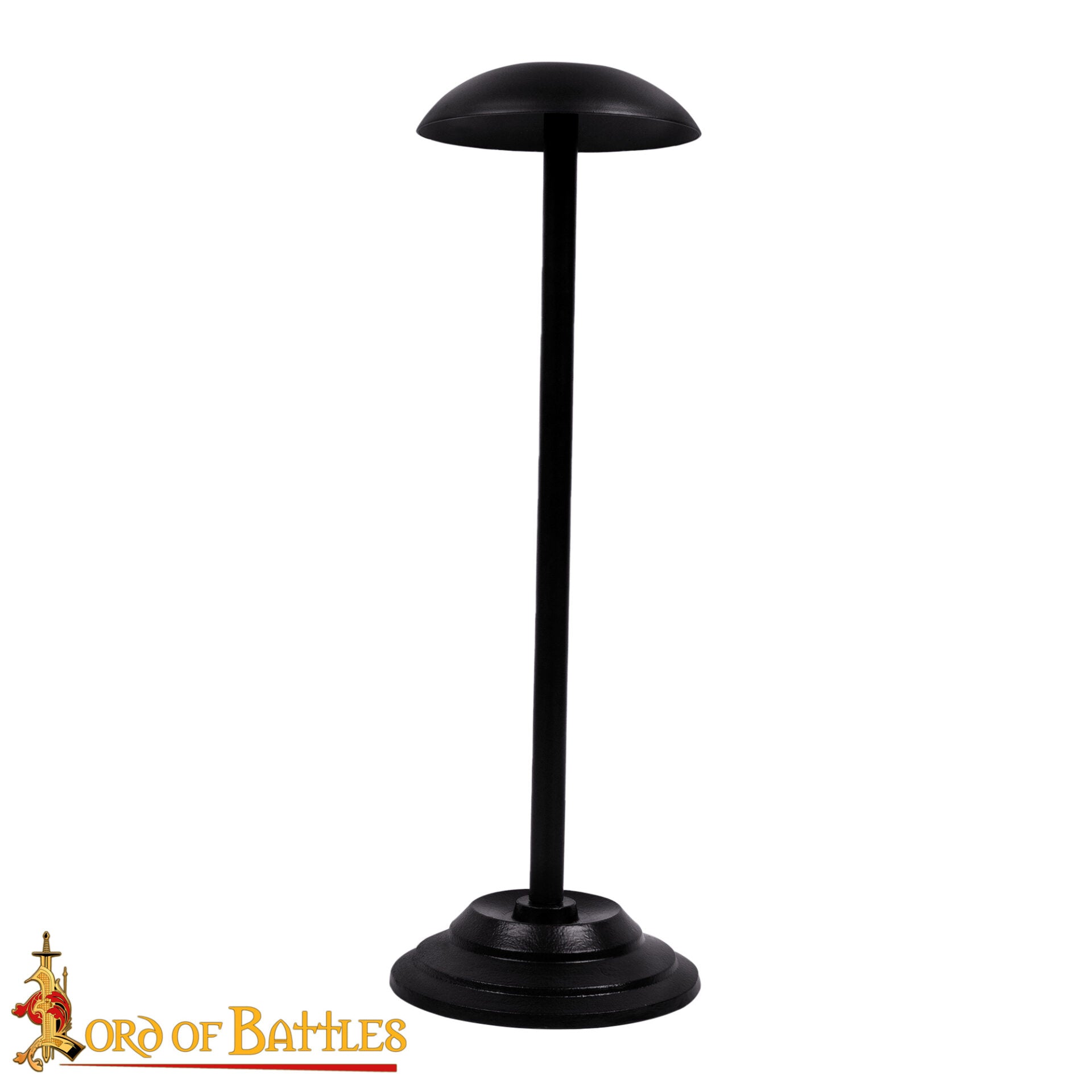Imagen única de: Soporte para Casco de Hierro - 17 Pulgadas Acabado en Negro | Expositor Resistente para Cascos Medievales, Vikingos y de Fantasía