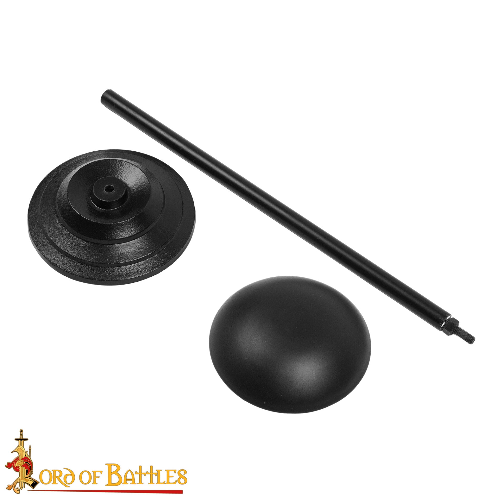 Imagen única de: Soporte para Casco de Hierro - 17 Pulgadas Acabado en Negro | Expositor Resistente para Cascos Medievales, Vikingos y de Fantasía