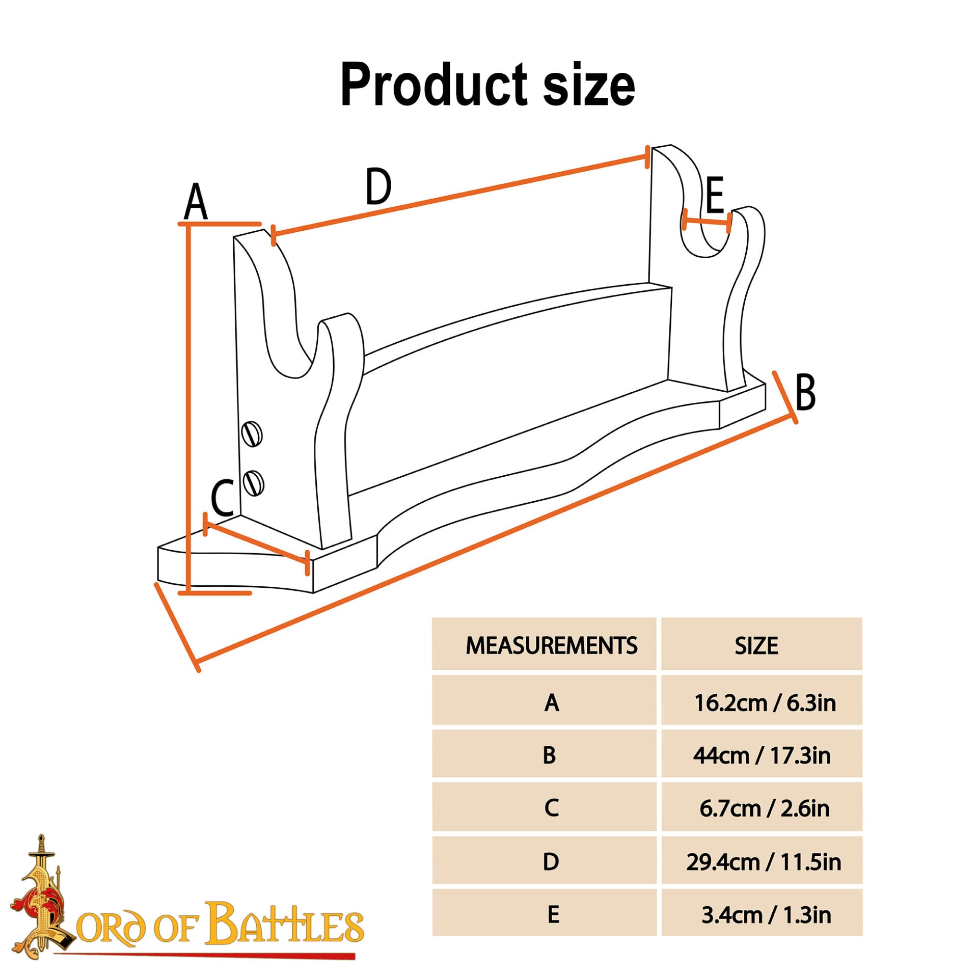 Expositor de Espadas de Madera de Un Nivel - Madera Maciza - Imagen 3
