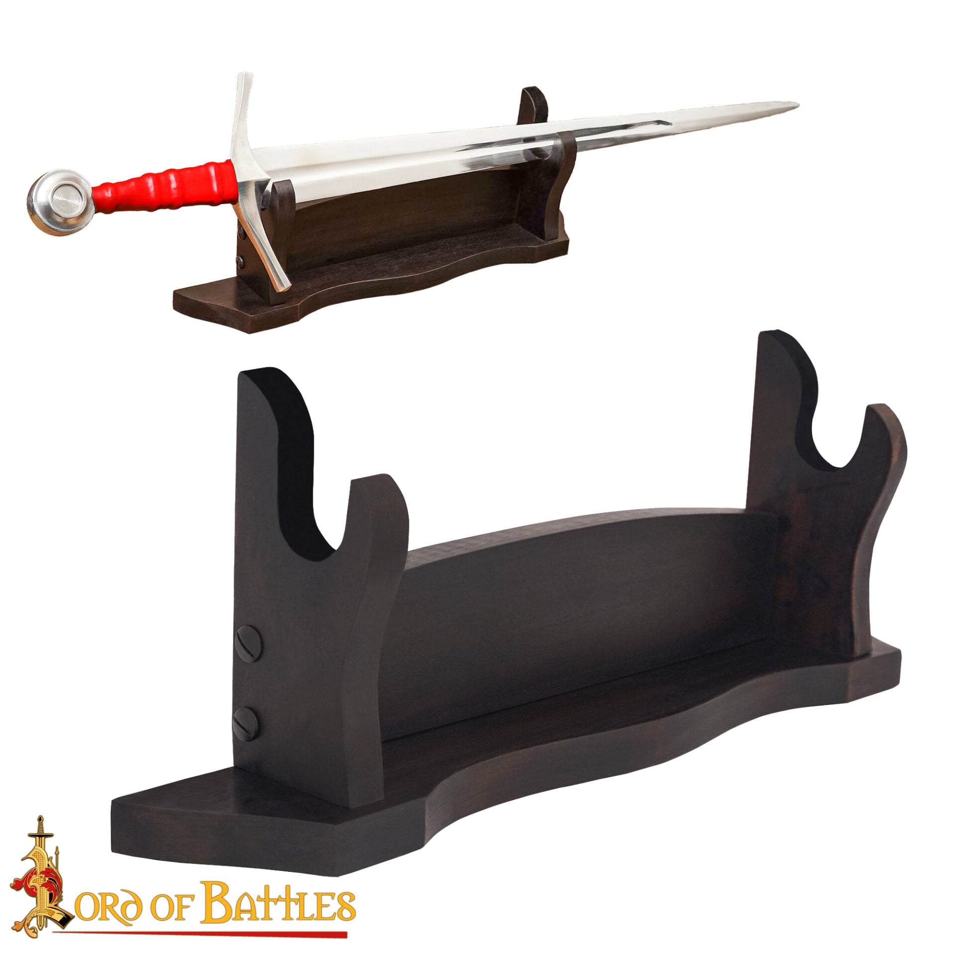 Expositor de Espadas de Madera de Un Nivel - Madera Maciza - Imagen 4