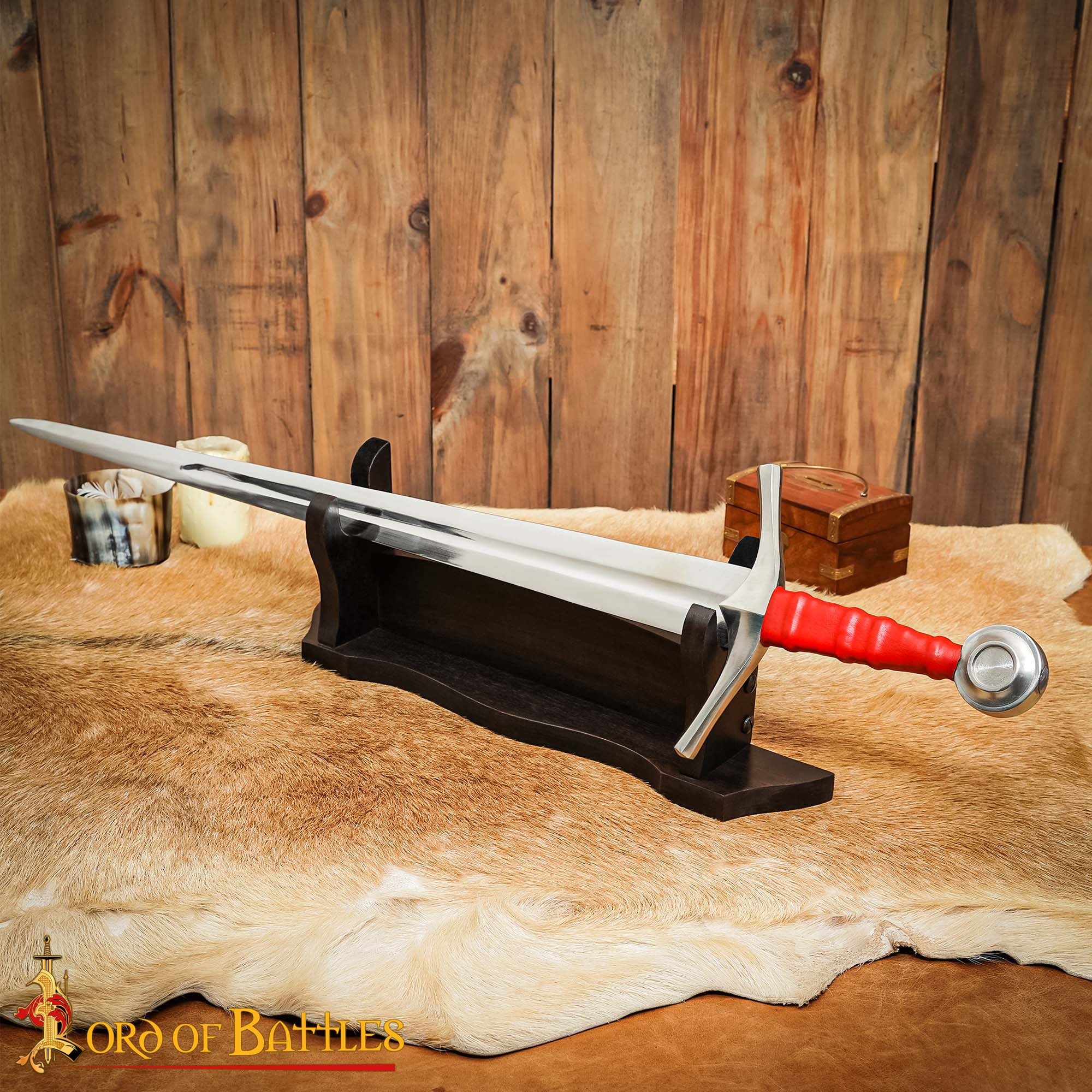 Expositor de Espadas de Madera de Un Nivel - Madera Maciza - Imagen 7