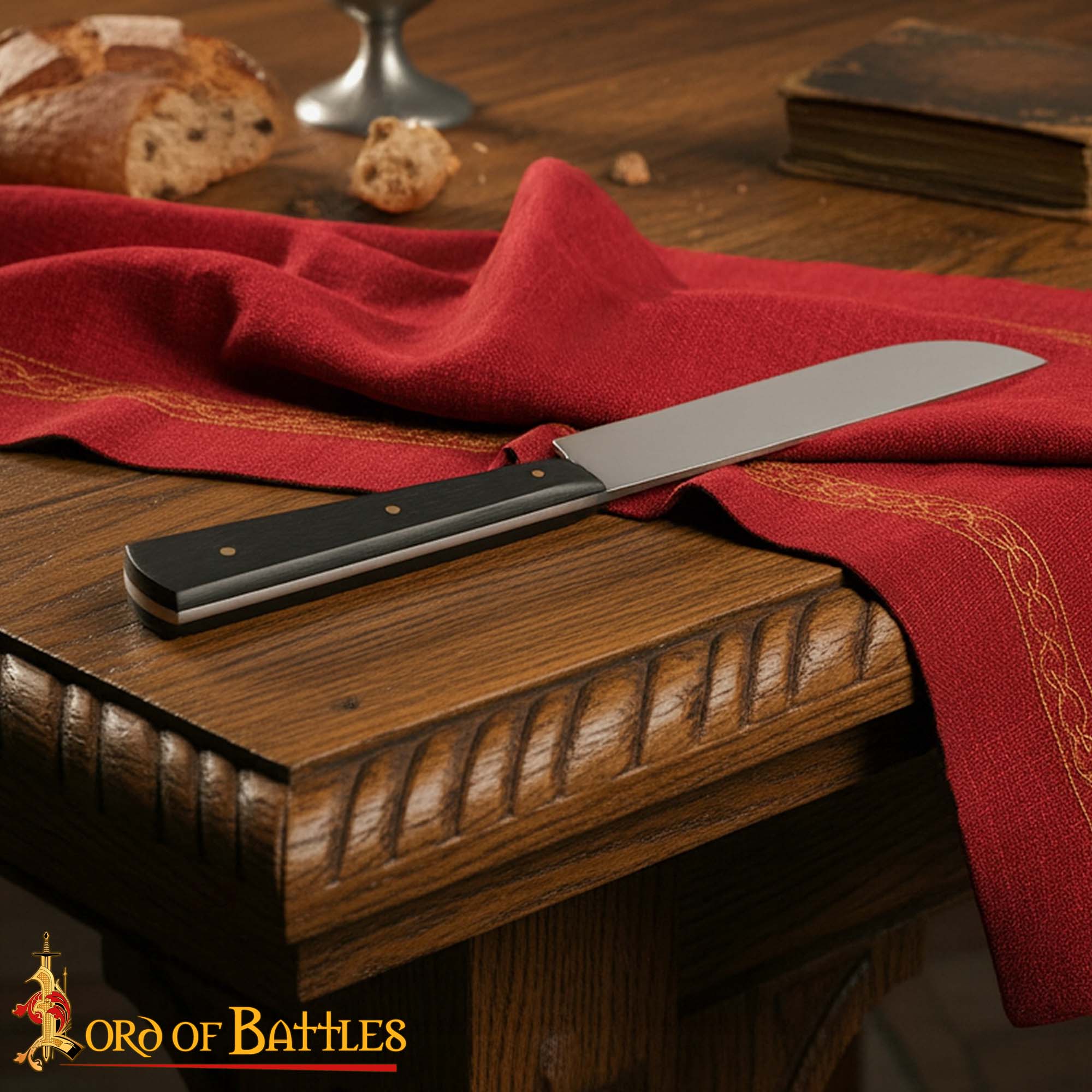 Cuchillo Medieval Artesanal de Acero Inoxidable con Mango de Cuerno de Buey - Imagen 5