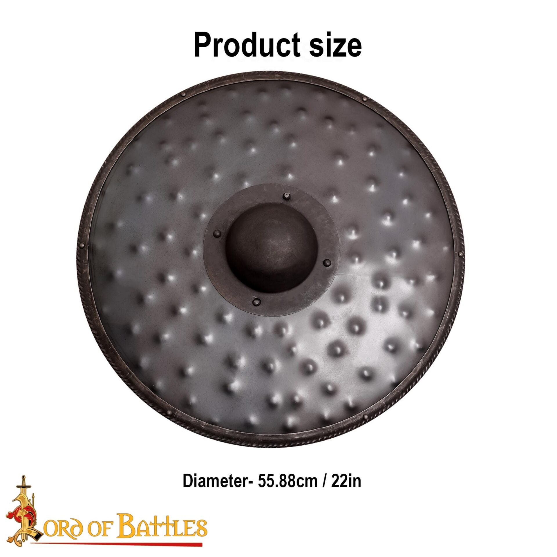 Escudo Rústico de Bárbaro de Fantasía Forjado a Mano, Acero de Calibre 16 para Larp y Exhibición - Imagen 3