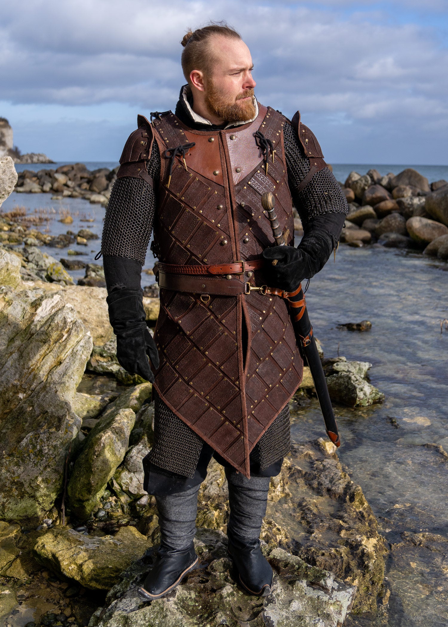 Imagen única de: Armadura Woodsman Larp, Ante, Marrón