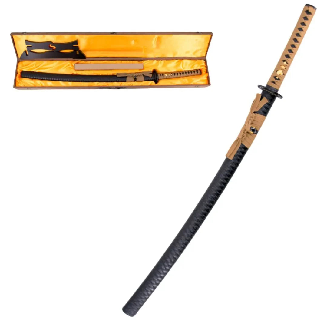 Imagen única de: Katana Funcional Afilada Marron Y Piel De Cocodrilo S6038