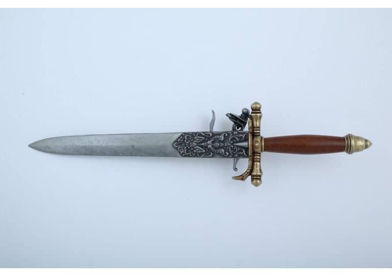 Imagen única de: Pistola De Chispa Con Puñal Incorporado S XVIII, Réplica No Funcional 1204