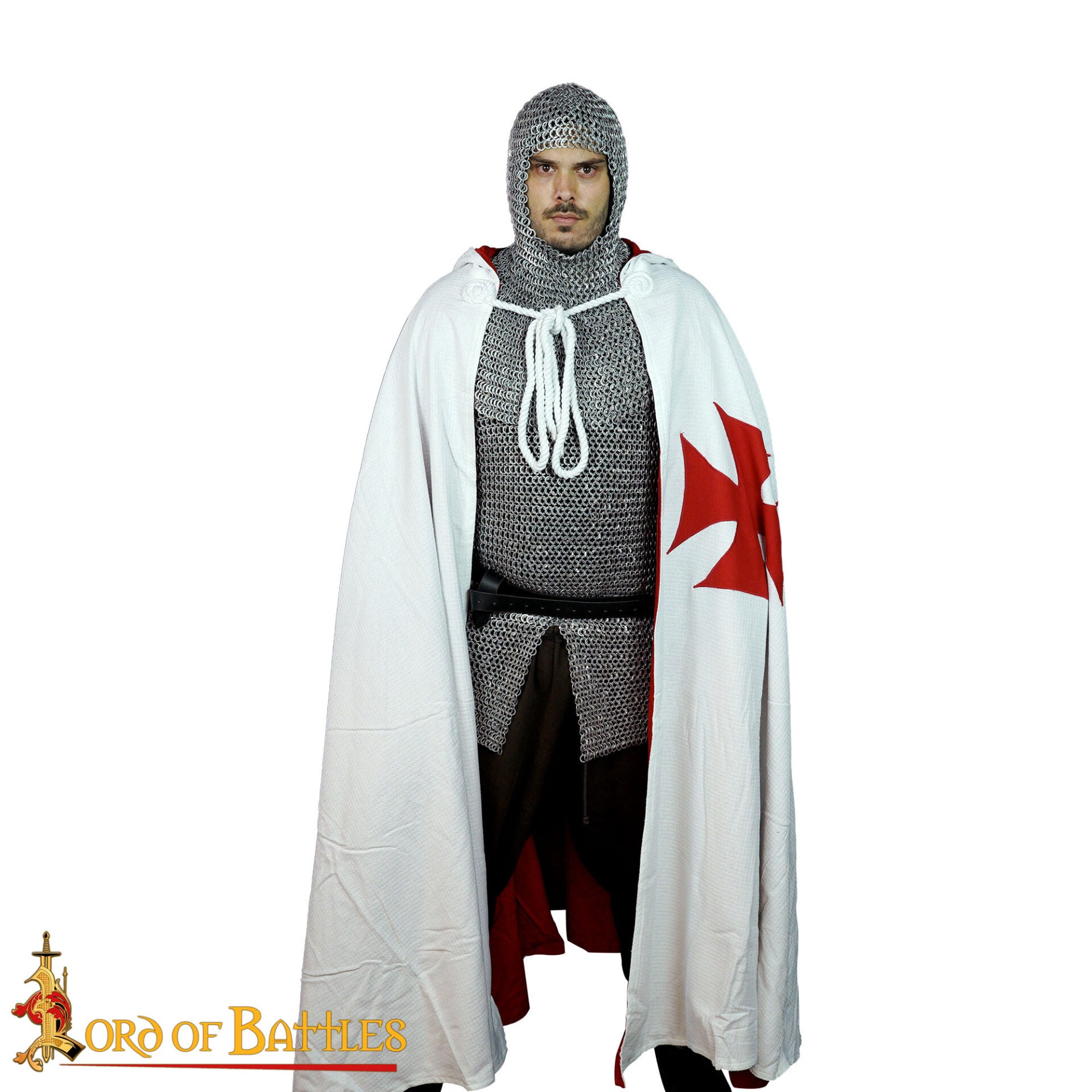 Imagen única de: Capa Cruzada Medieval con Capucha - Algodón Crudo | Tela de Lienzo