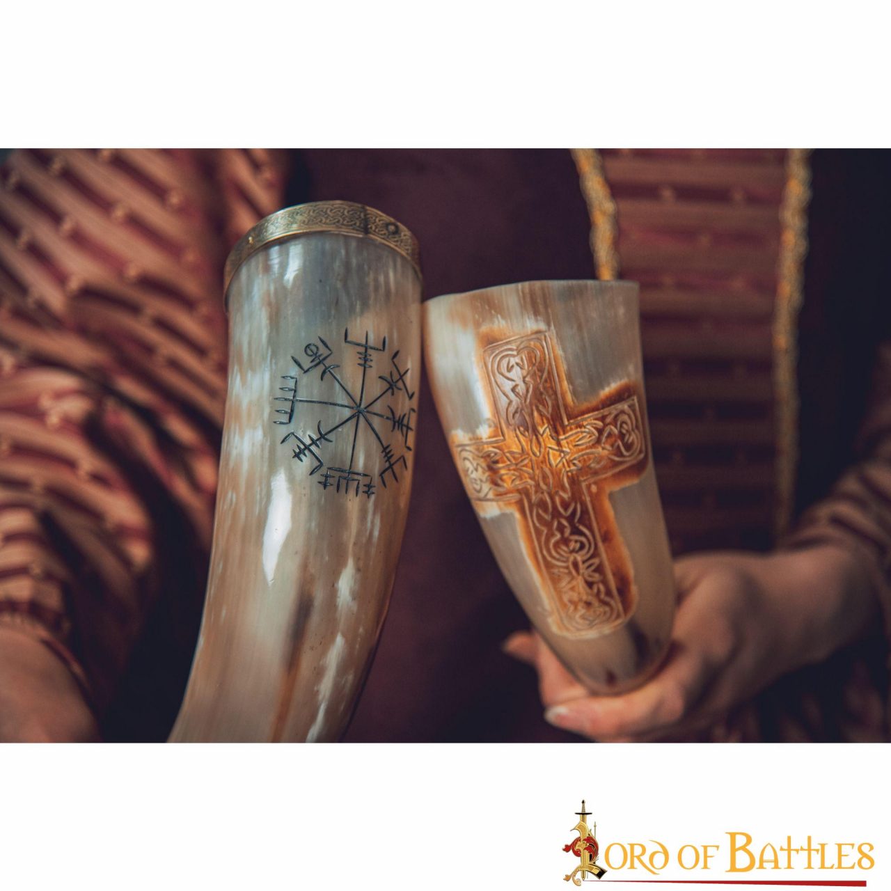 Imagen única de: La Cruz Celta Cuerno para Beber 400 - 500 Ml Hecho a Mano Cuerno de Buey Real