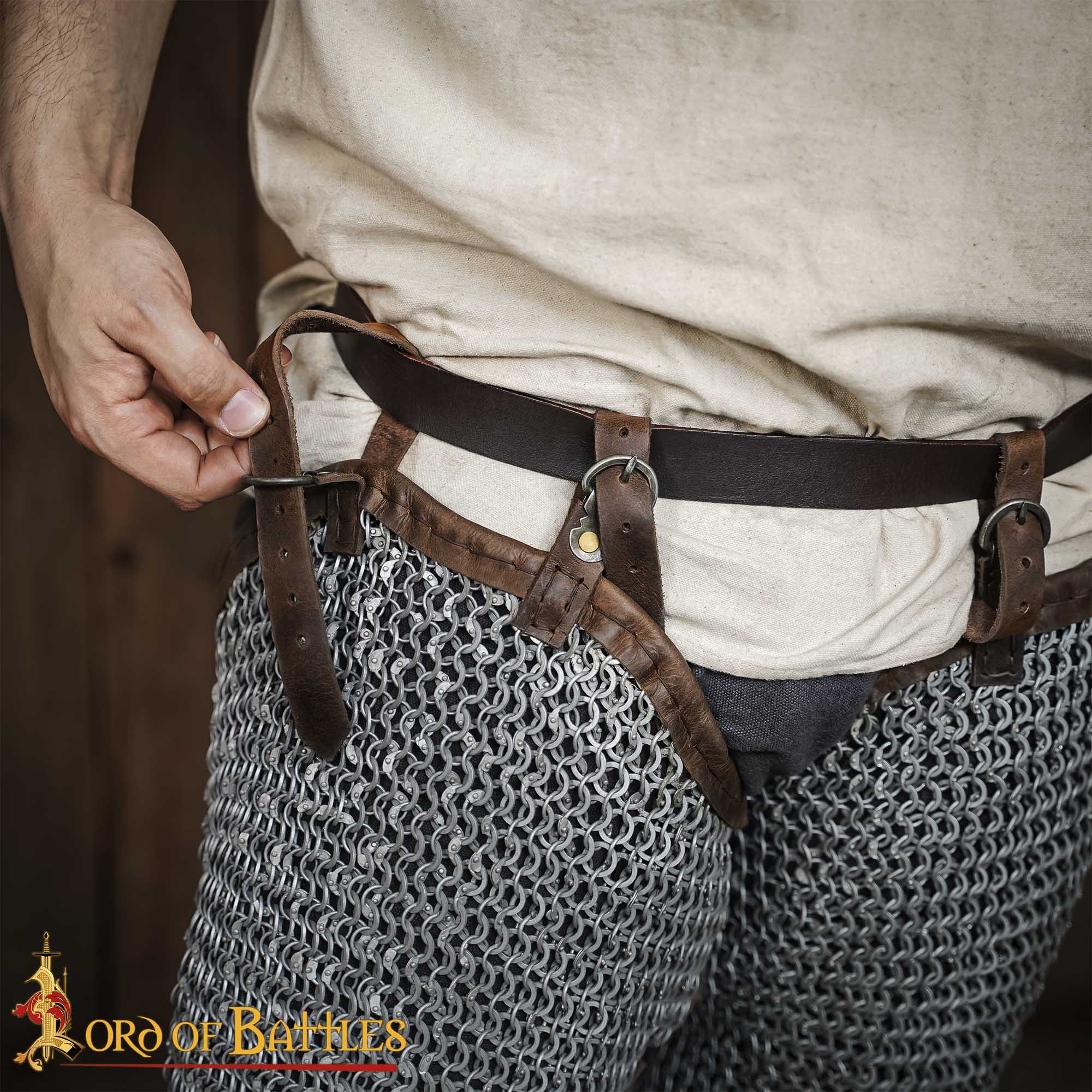 Mallas de Cota de Malla / Chausses - 9mm Remachado Anillos Planos con Alternancia de Anillos Sólidos de Calibre 17 de Acero Suave Acabado Natural Armadura Medieval para Larp y Disfraces - Imagen 6