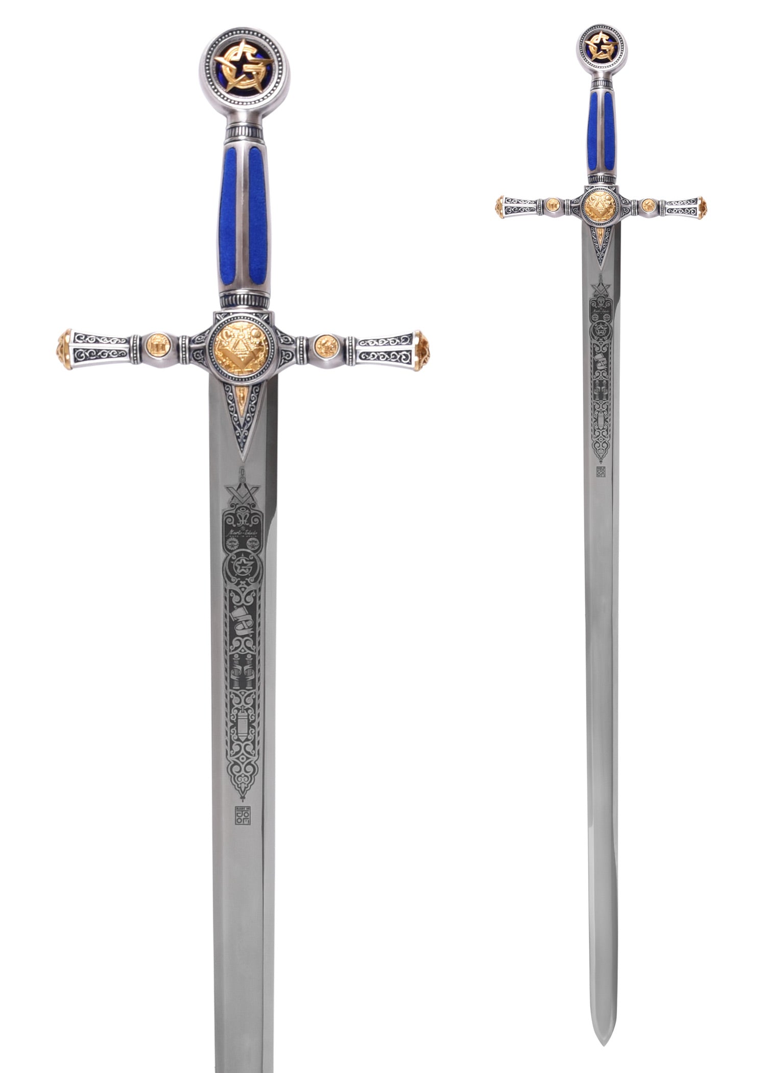 Imagen única de: Espada Masónica, Plateada Con Grabado Decorativo.