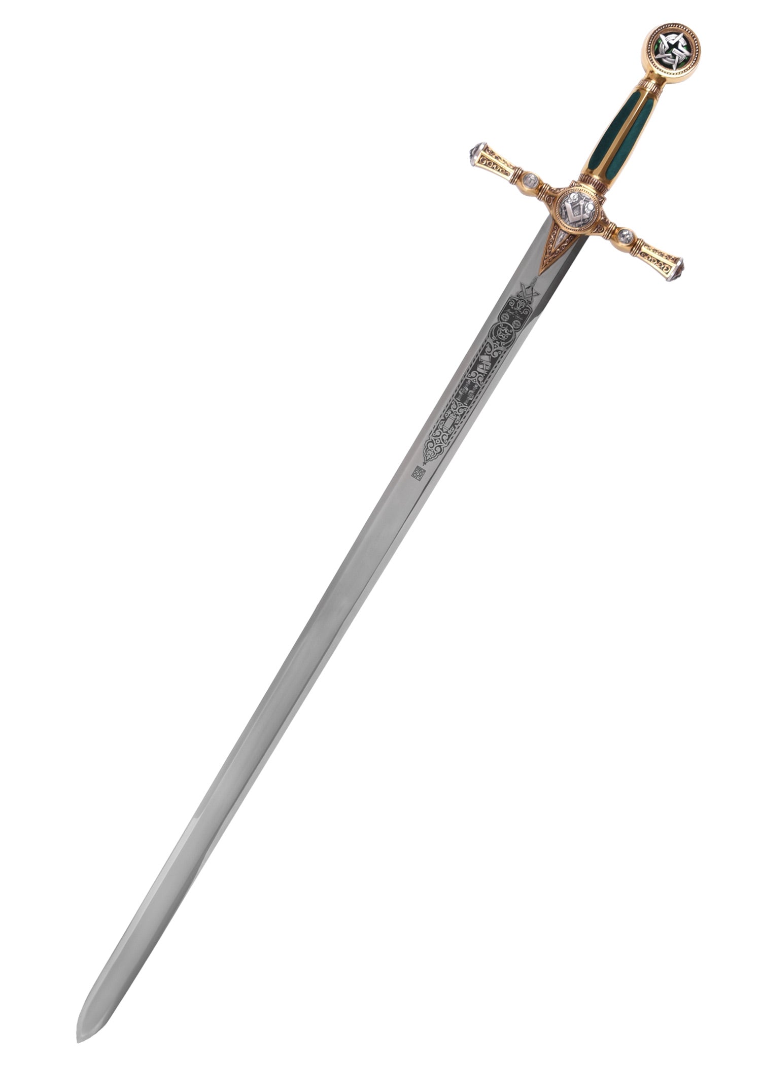 Imagen única de: Espada Masónica, Dorada Con Grabado Decorativo.