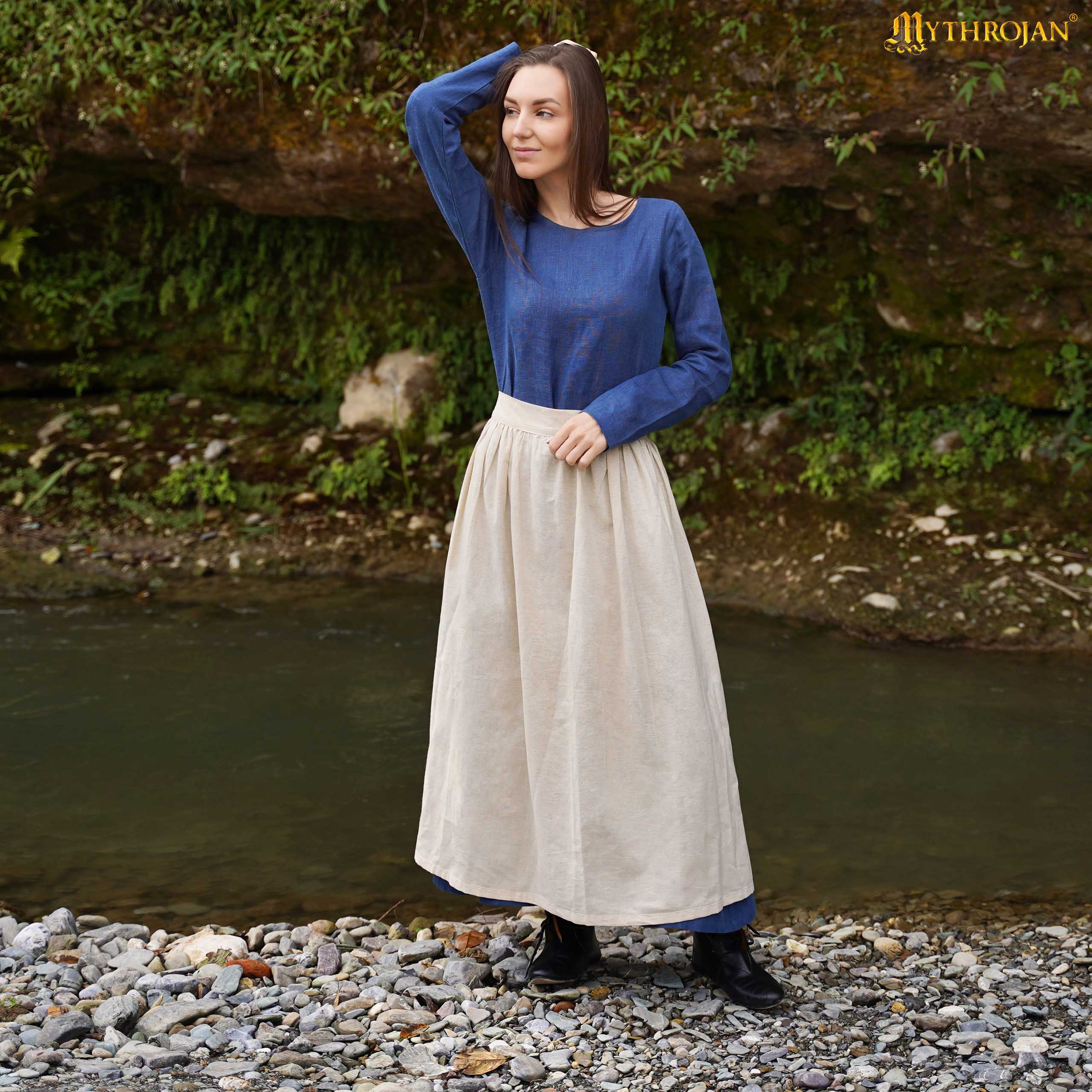 Imagen única de: Delantal Medieval "la Hija del Campesino": Auténtica Vestimenta de los Siglos Xiv y Xv para Recreaciones, Larp, Sca E Historia Viviente. Mezcla de Lino y Algodón