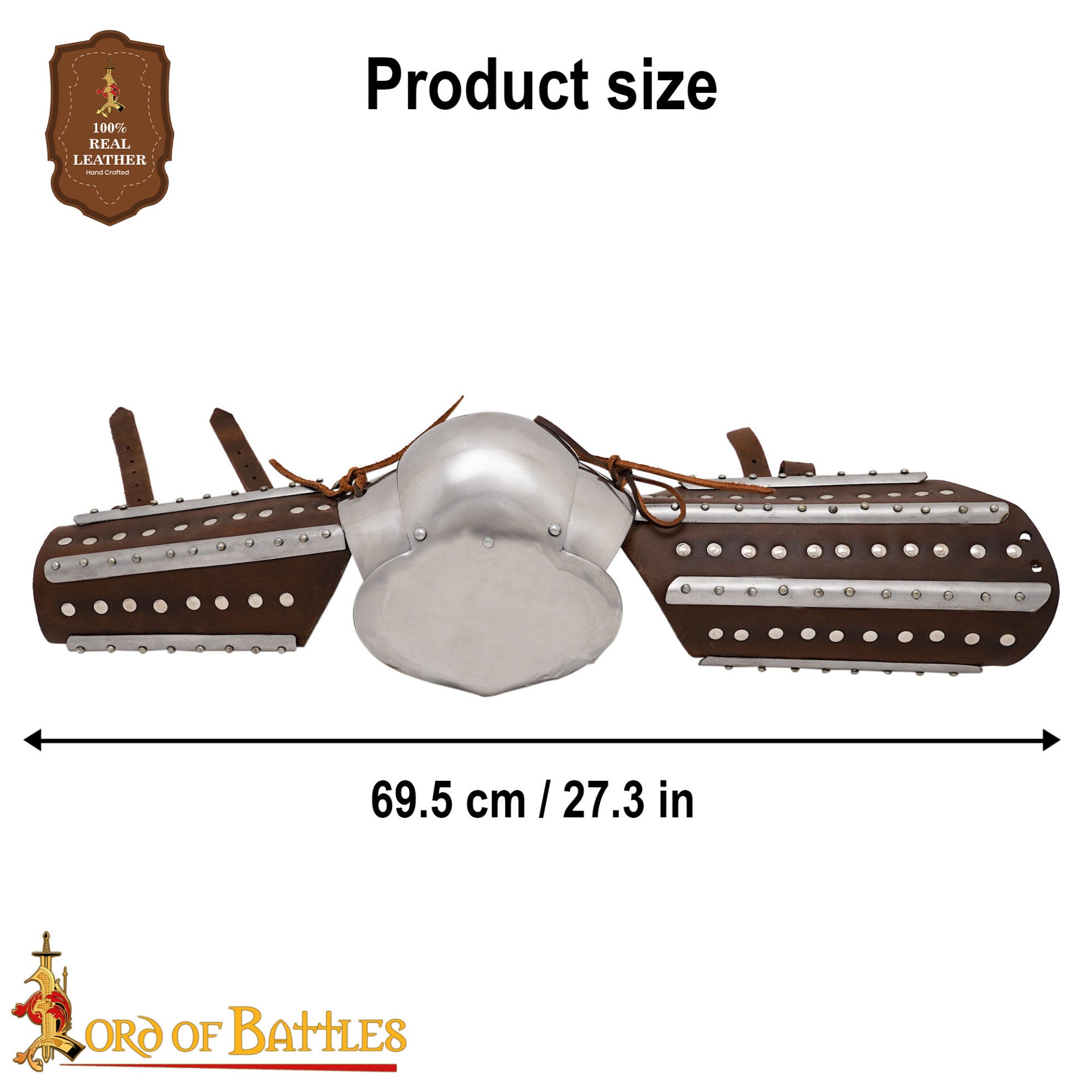 Imagen única de: Armadura Medieval Entablillada - Acero Pulido Calibre 16 y Cuero - Ajuste Universal