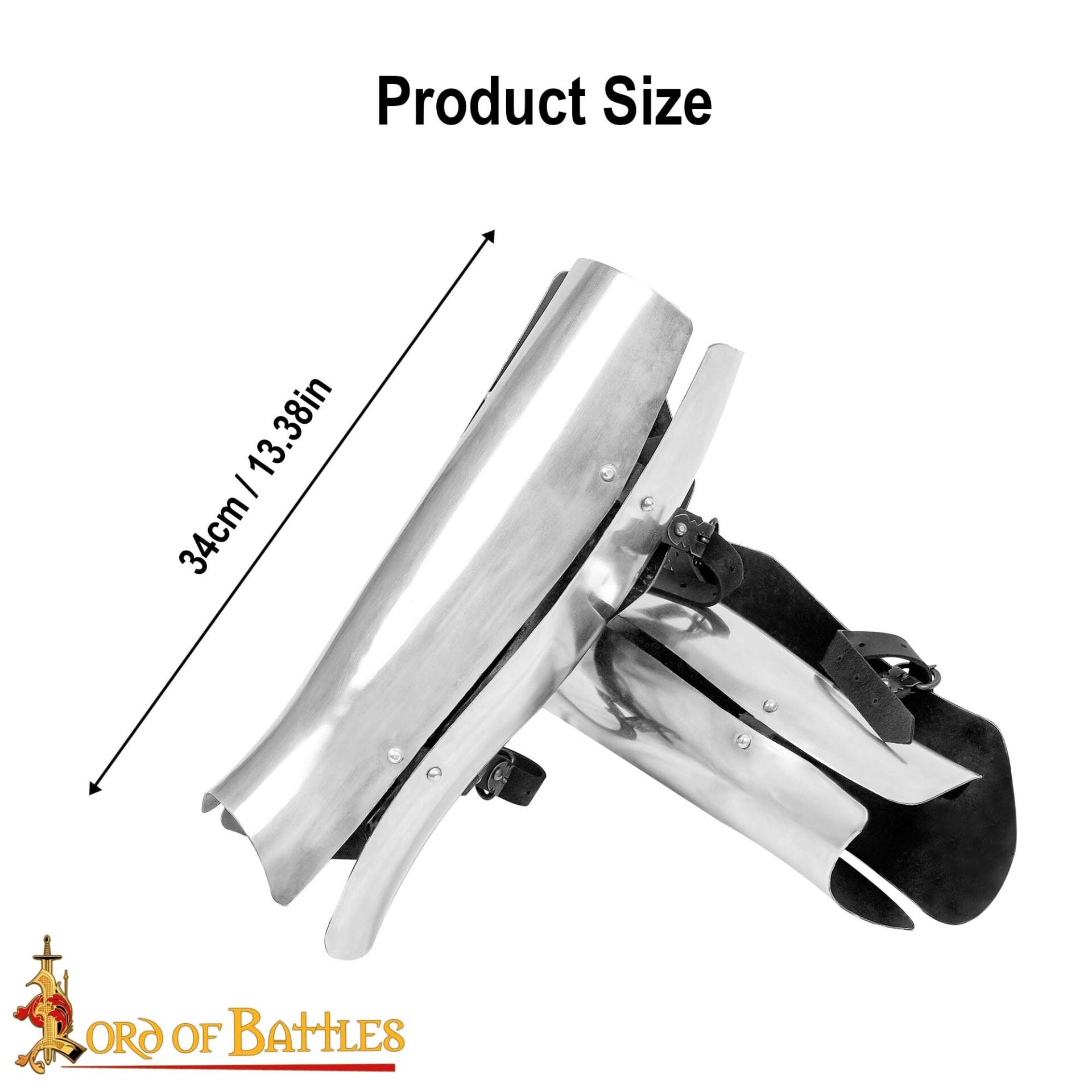 Grebas Medievales de Tres Placas de Acero - Armadura de Piernas Pulida de Calibre 16 con Correas de Cuero - Imagen 3