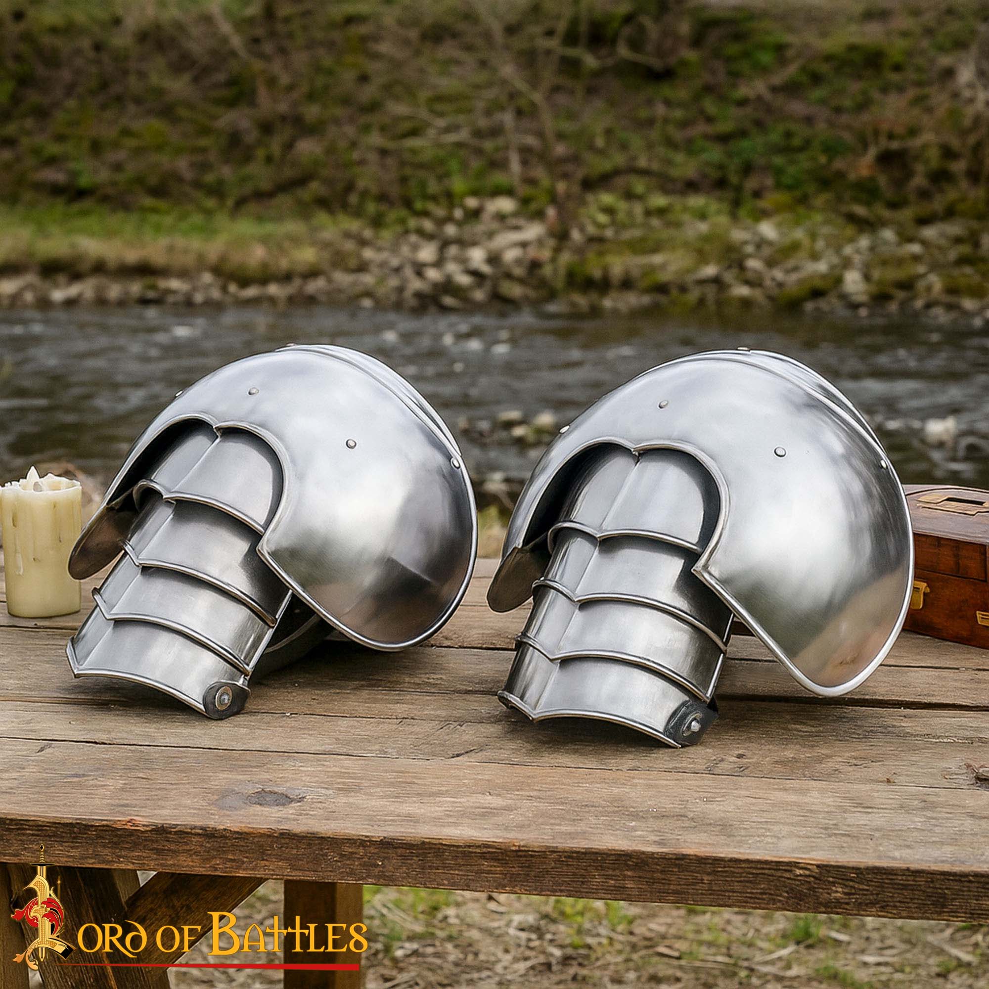 Medieval Articulated Steel Pauldrons - Fantasy Knight Shoulder Protection Armor - Imagen 8