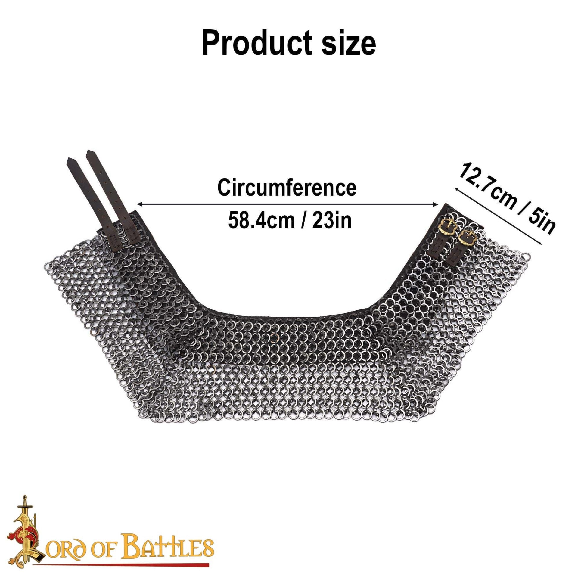 Imagen única de: Gorget de Cota de Malla / Estándar - Anillo Plano Remachado de 9 Mm con Anillos Sólidos Planos Alternos, Acero Inoxidable de Calibre 18 - Ideal para Combate en Escenarios y Recreaciones